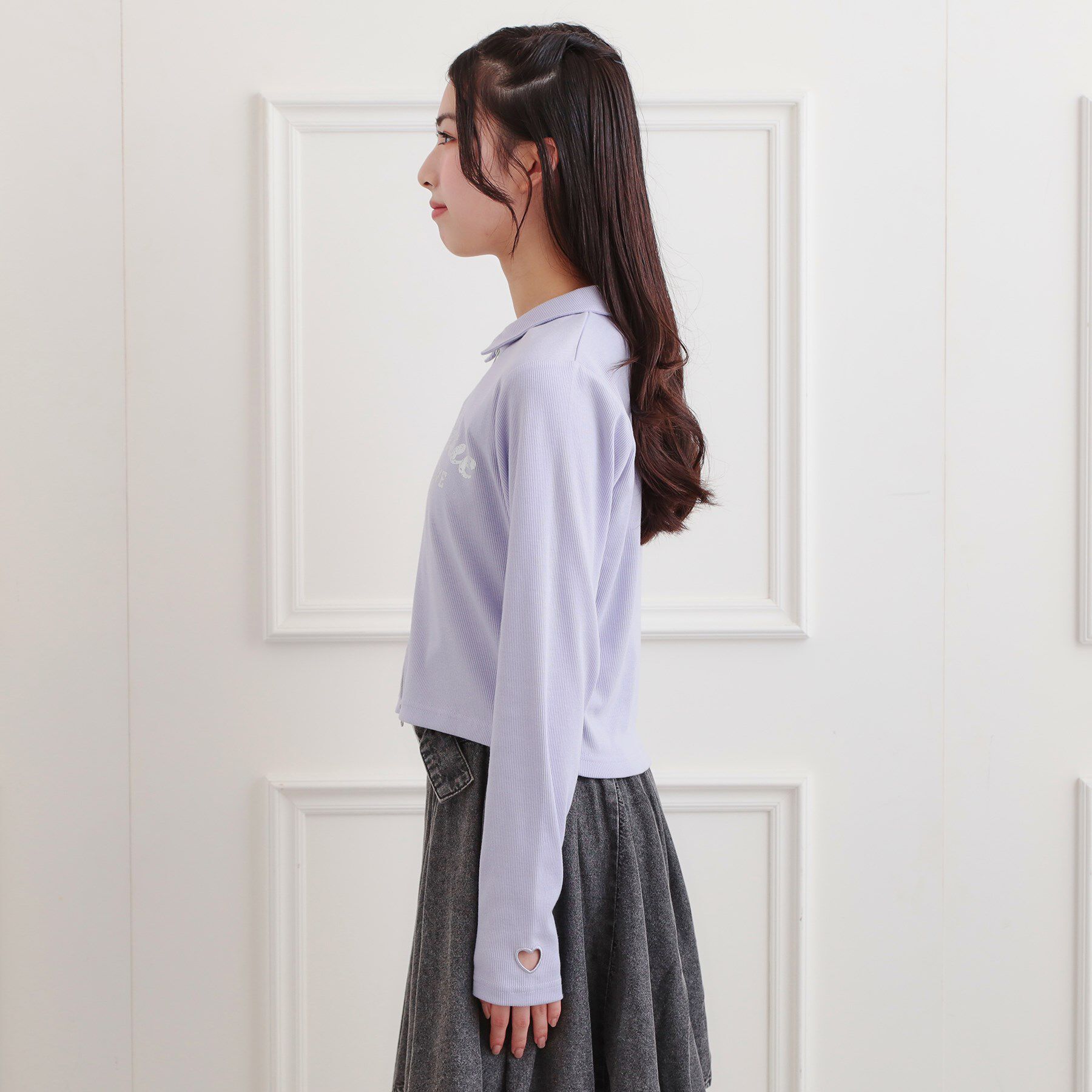 PINK-latte「衿付きダブルジップテレコ」|Tシャツ・カットソー|