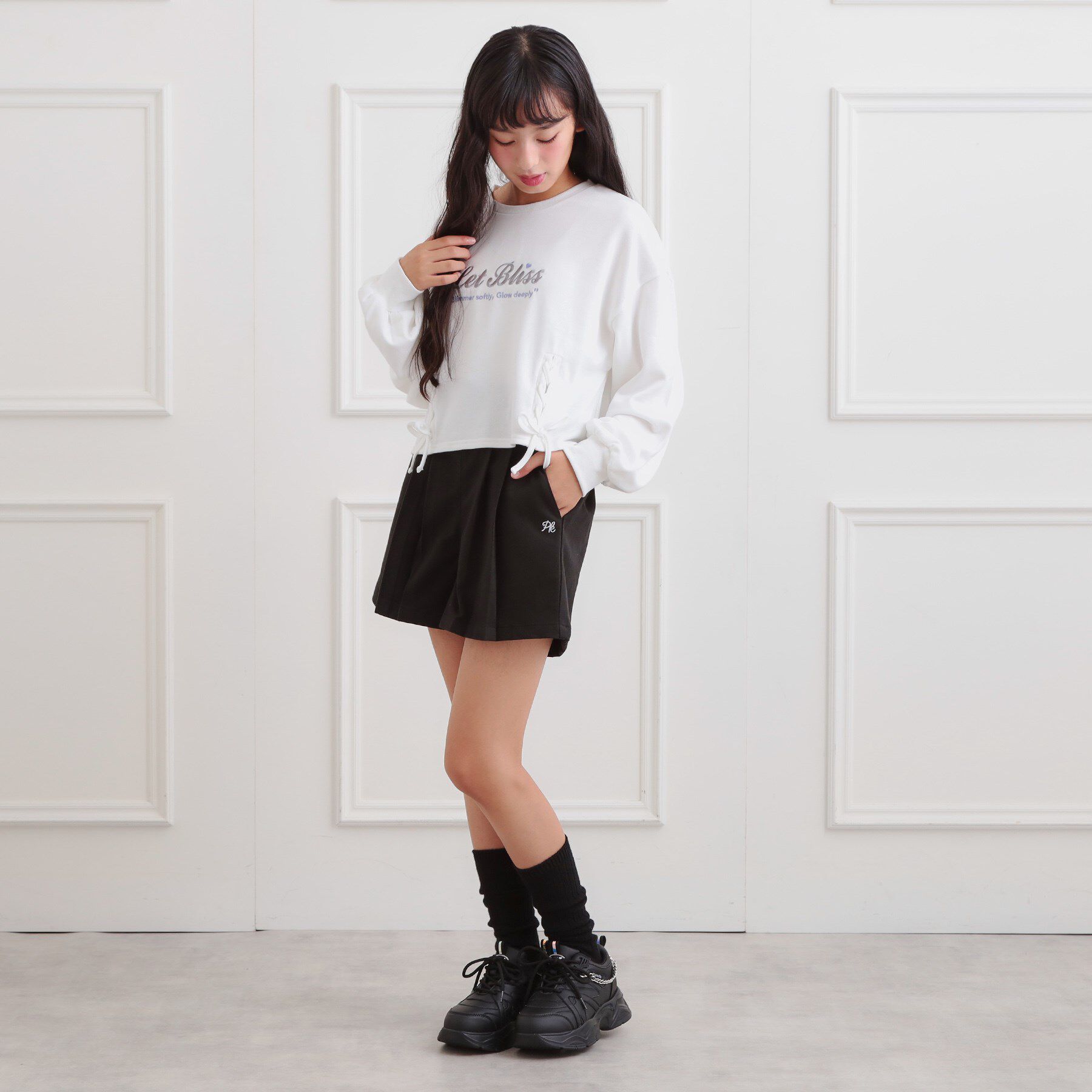 PINK-latte「バックルハイウエストショートパンツ」|キュロット|