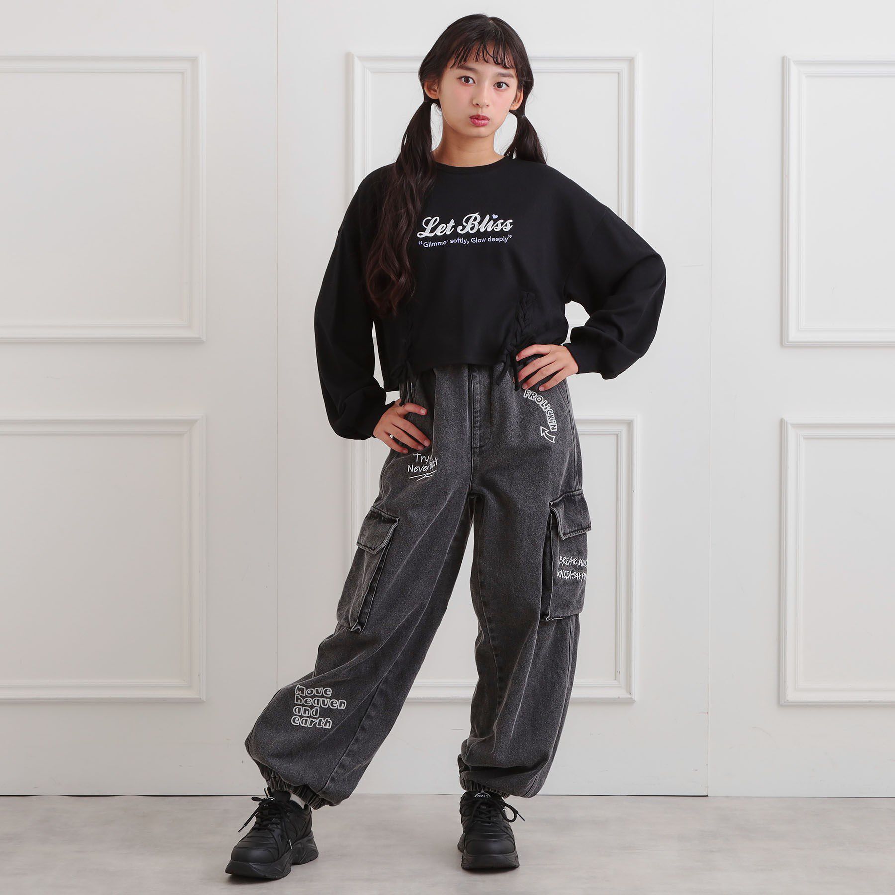 PINK-latte「レースアップ刺繍裏毛プルオーバー」|その他|