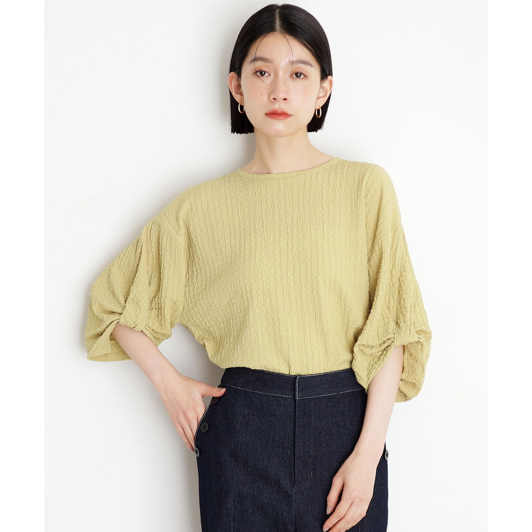 THE SHOP TK「ポコポコ袖タックプルオーバー【洗濯機OK】」|Tシャツ・カットソー|