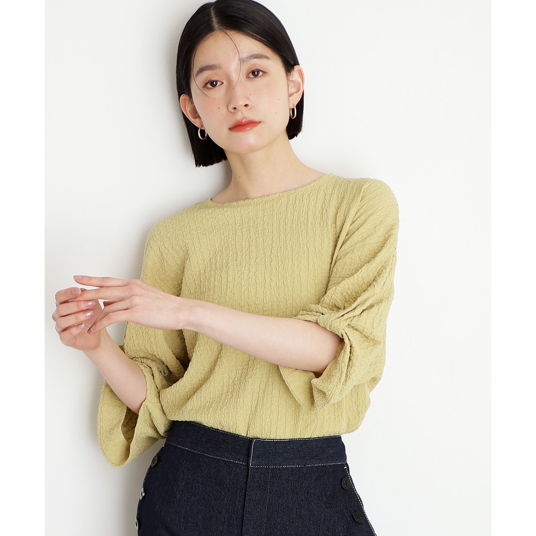 THE SHOP TK「ポコポコ袖タックプルオーバー【洗濯機OK】」|Tシャツ・カットソー|