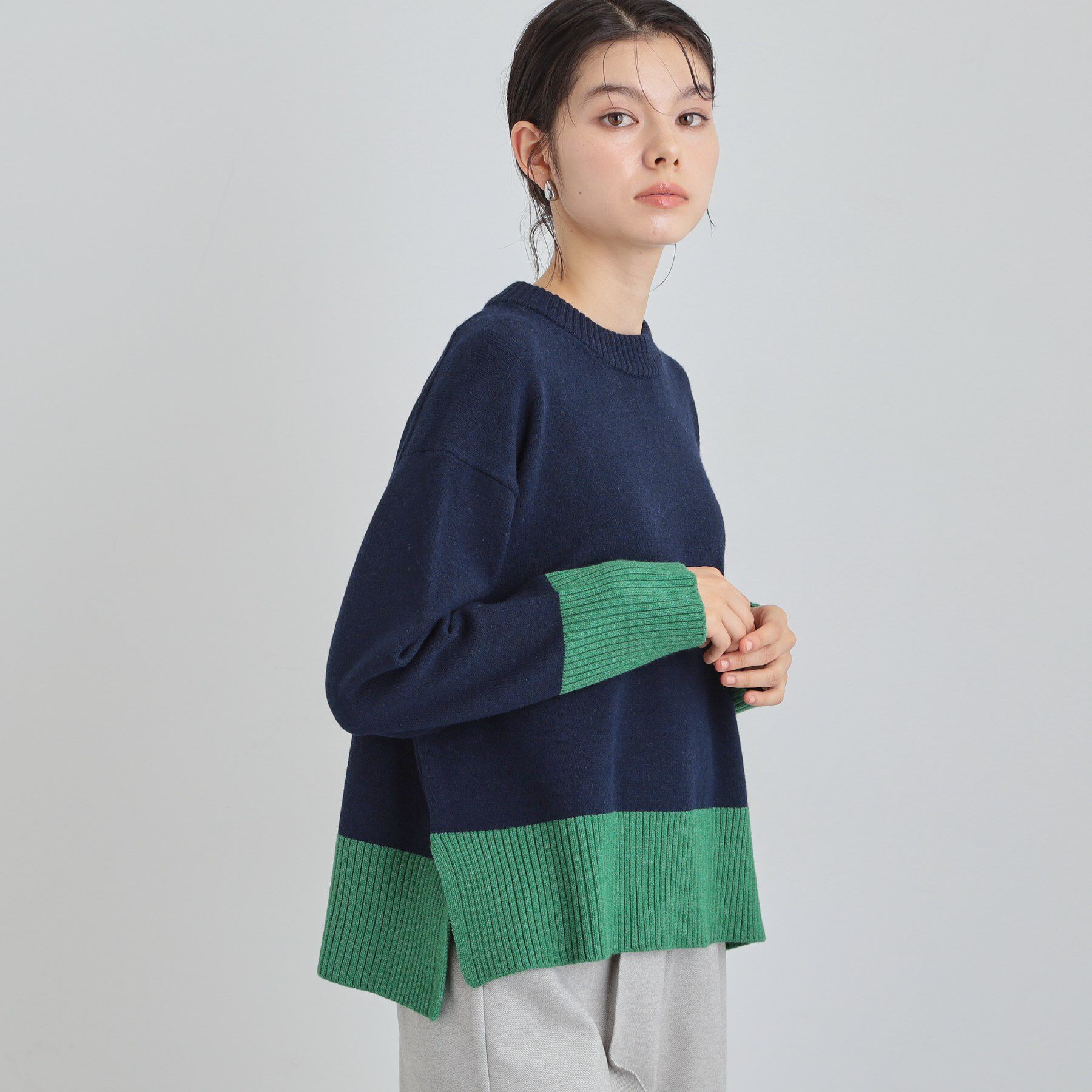 THE SHOP TK「インしないで着られる カラーブロックニット」|ニット・セーター|