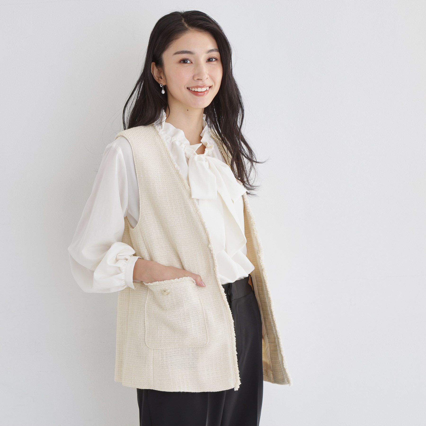 THE SHOP TK「【フォーマルにもカジュアルにも】ツイードジレ」|ベスト・ジレ|