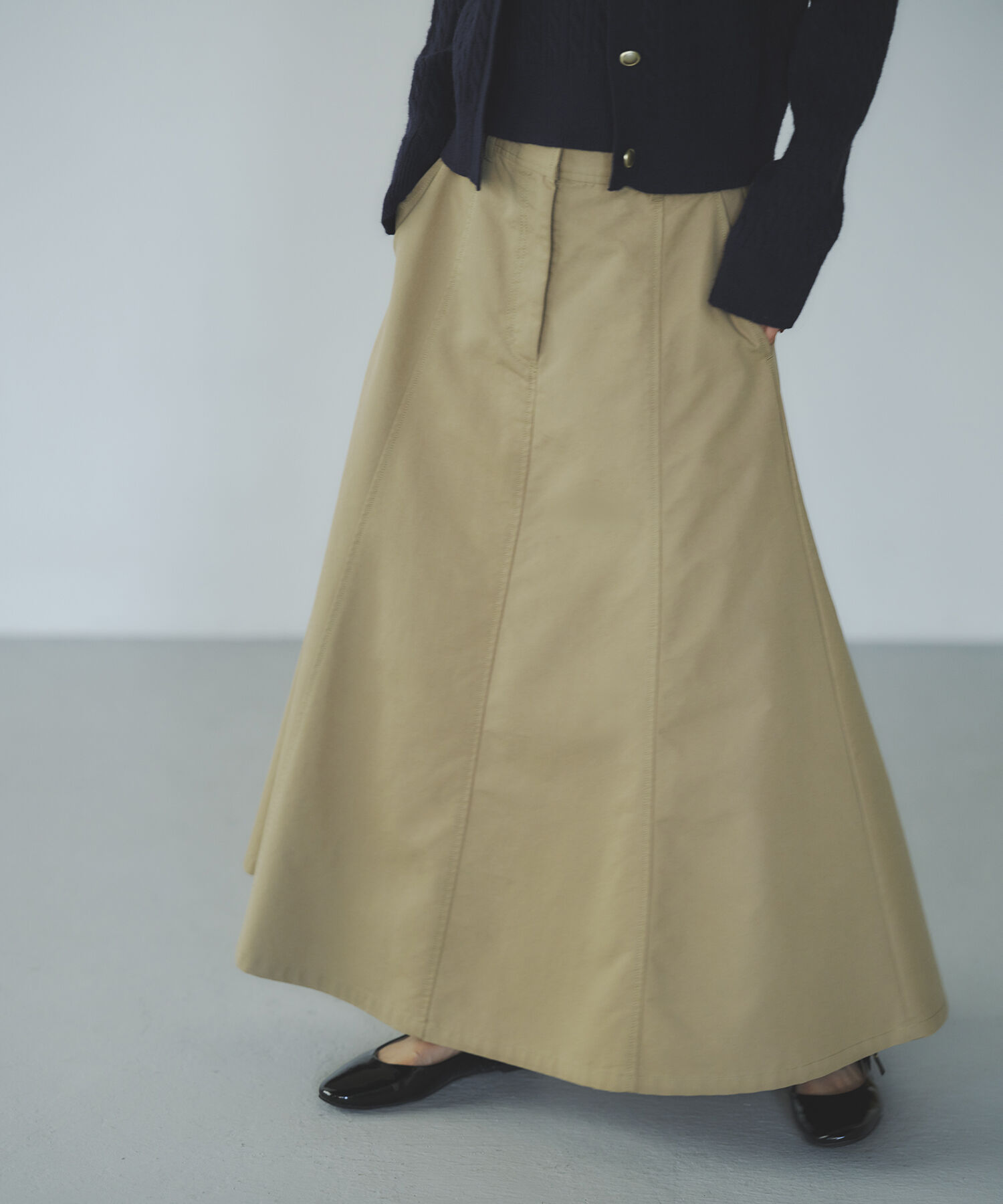  「フレアチノスカート」|スカート|ベージュ