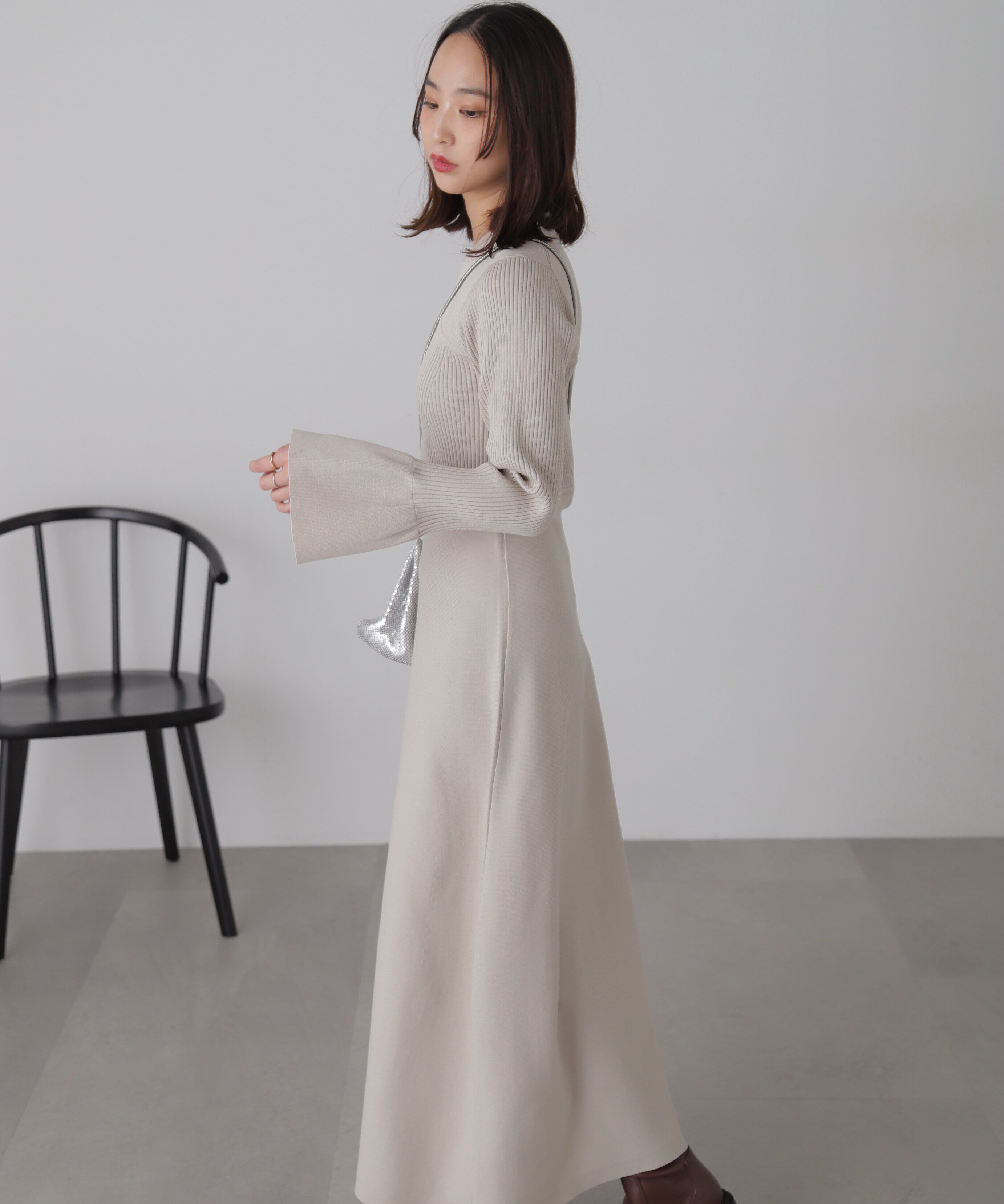  「ベアトップ風フレアワンピース」|ワンピース|