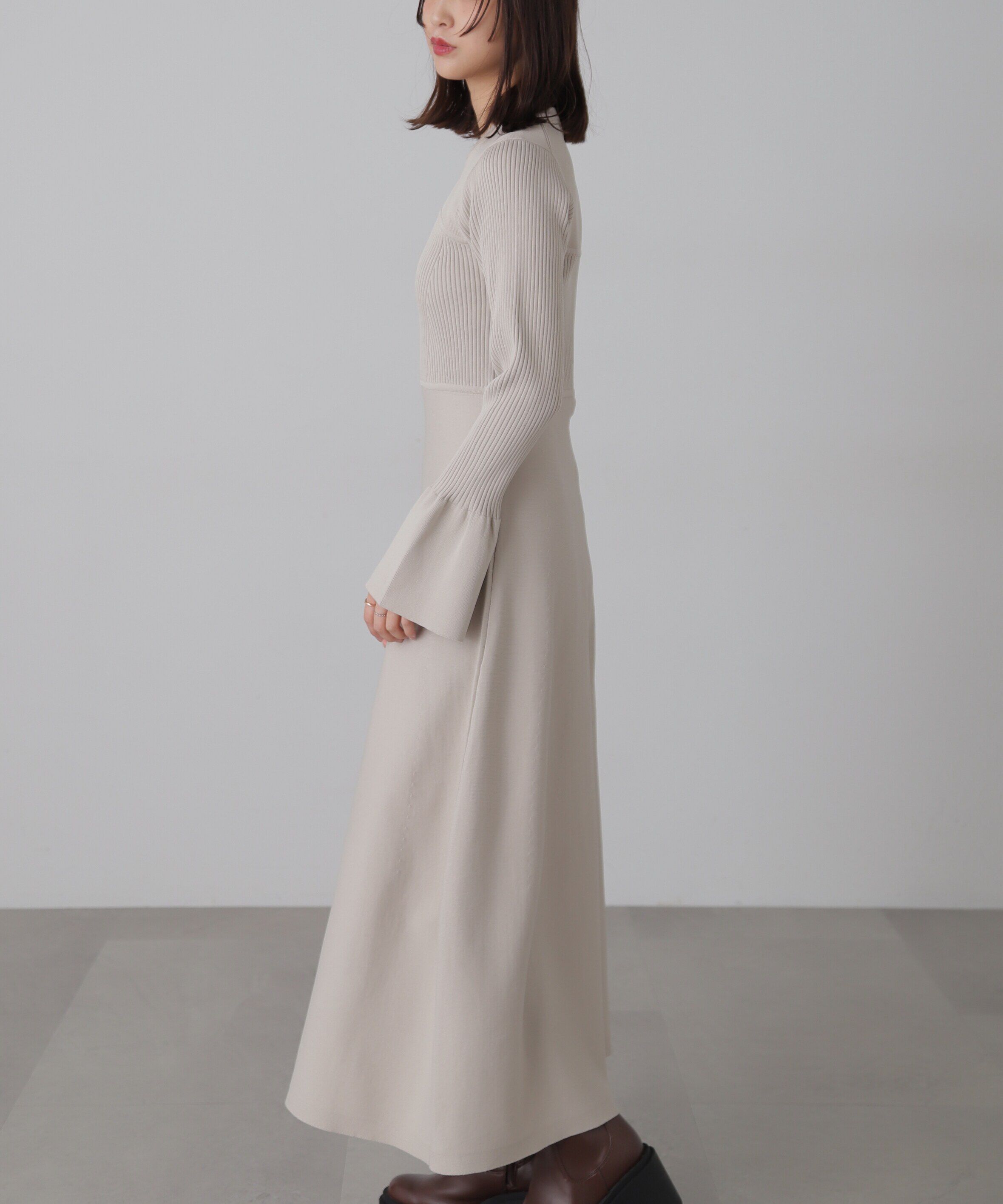  「ベアトップ風フレアワンピース」|ワンピース|