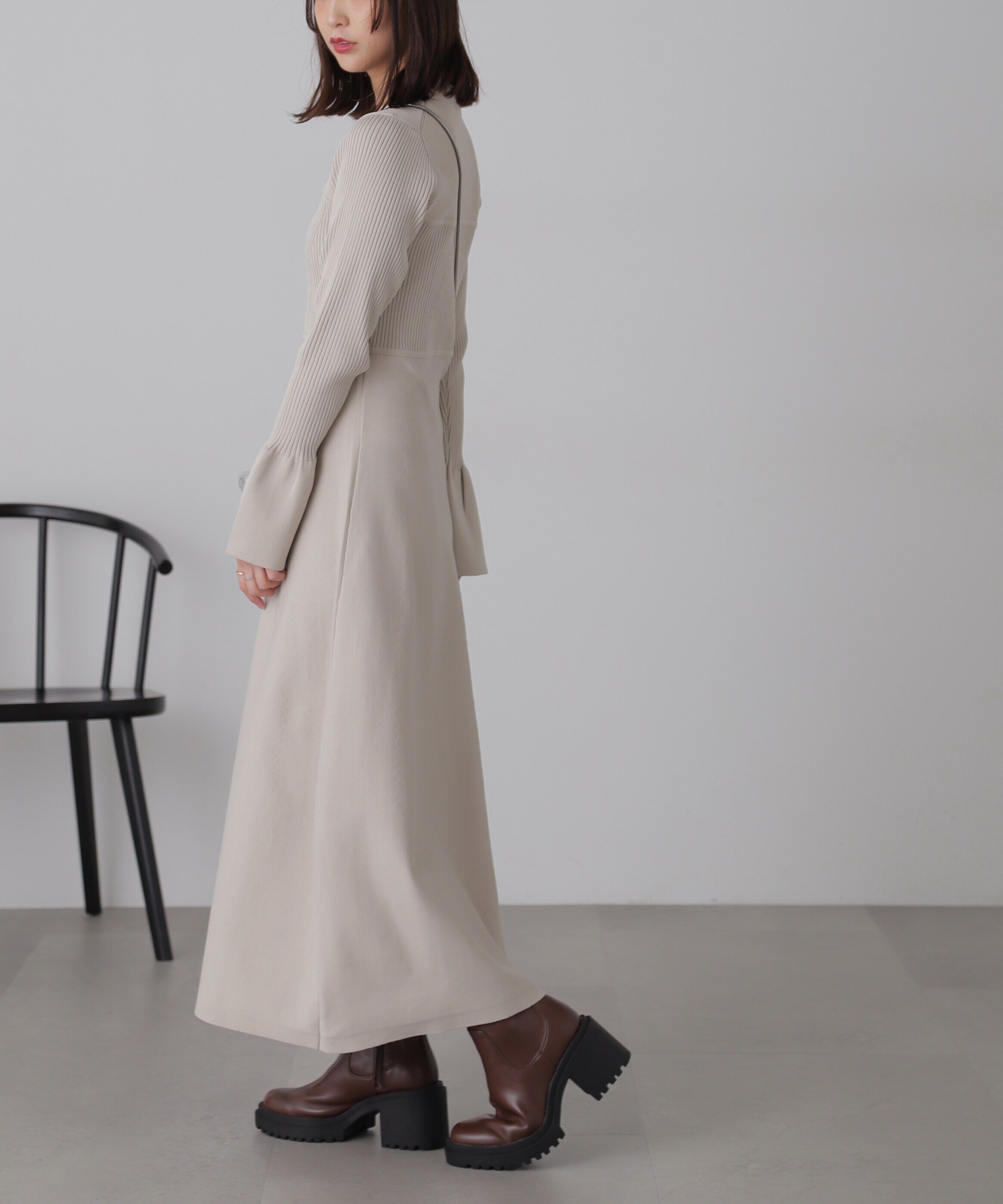  「ベアトップ風フレアワンピース」|ワンピース|