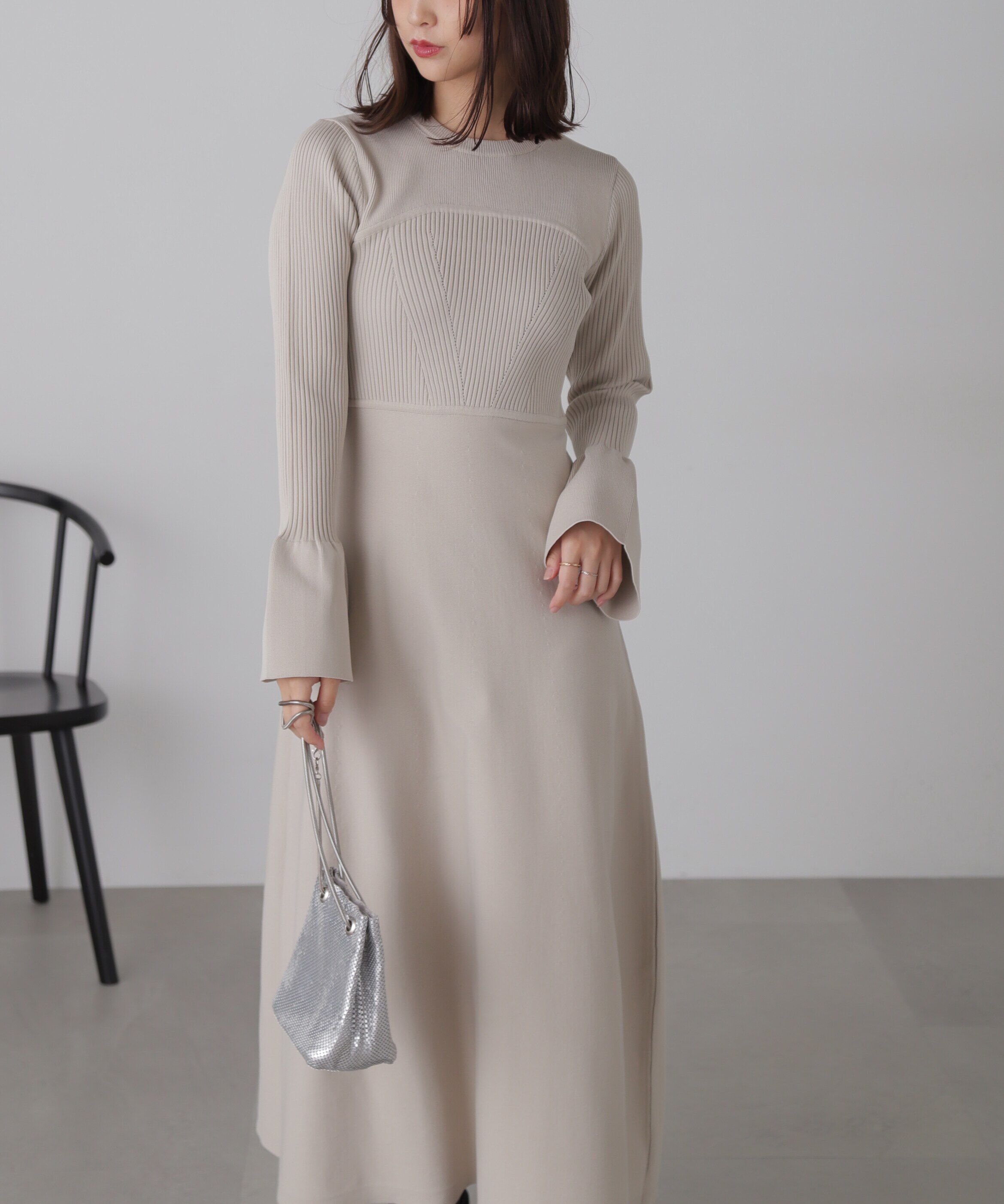  「ベアトップ風フレアワンピース」|ワンピース|