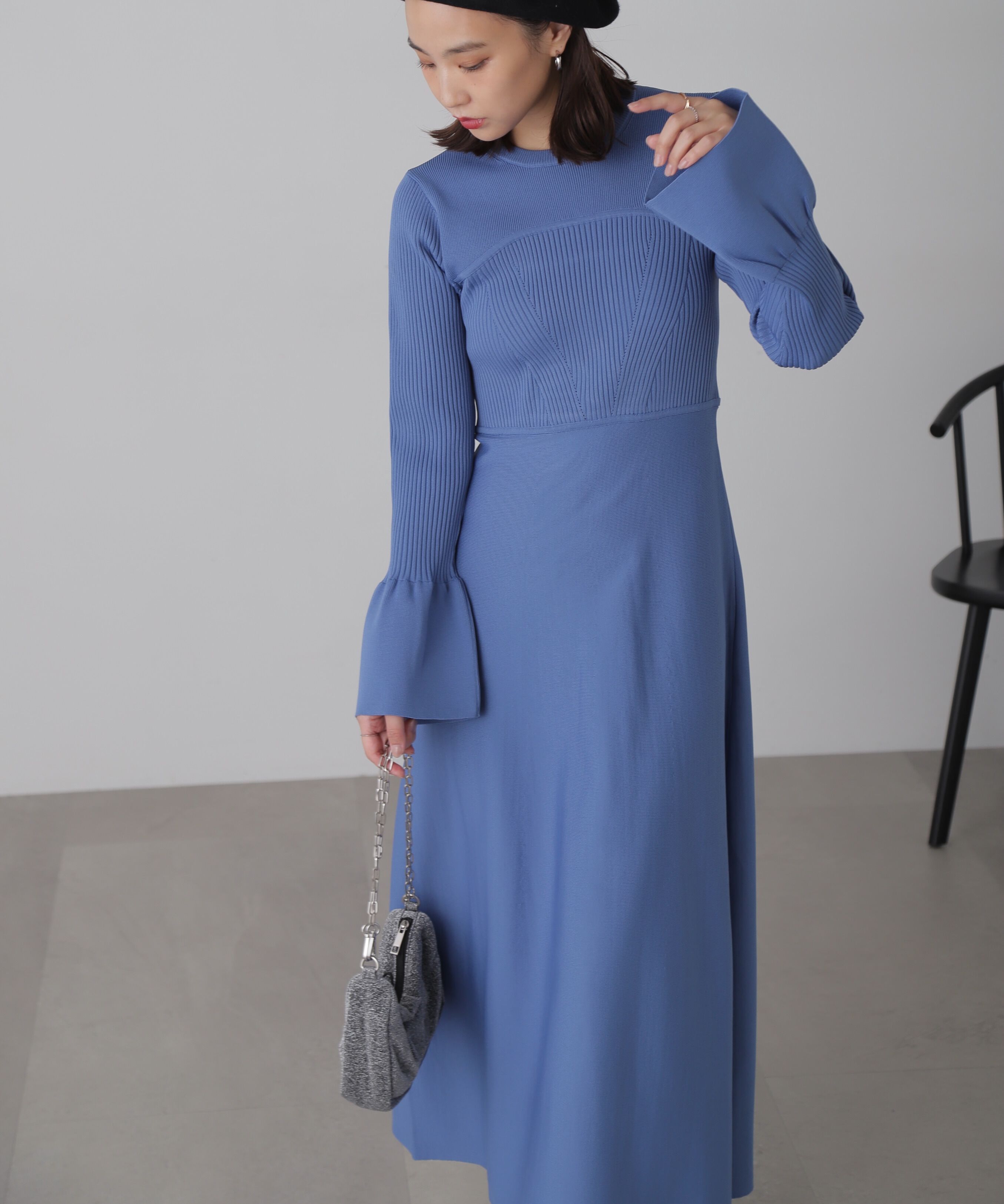  「ベアトップ風フレアワンピース」|ワンピース|