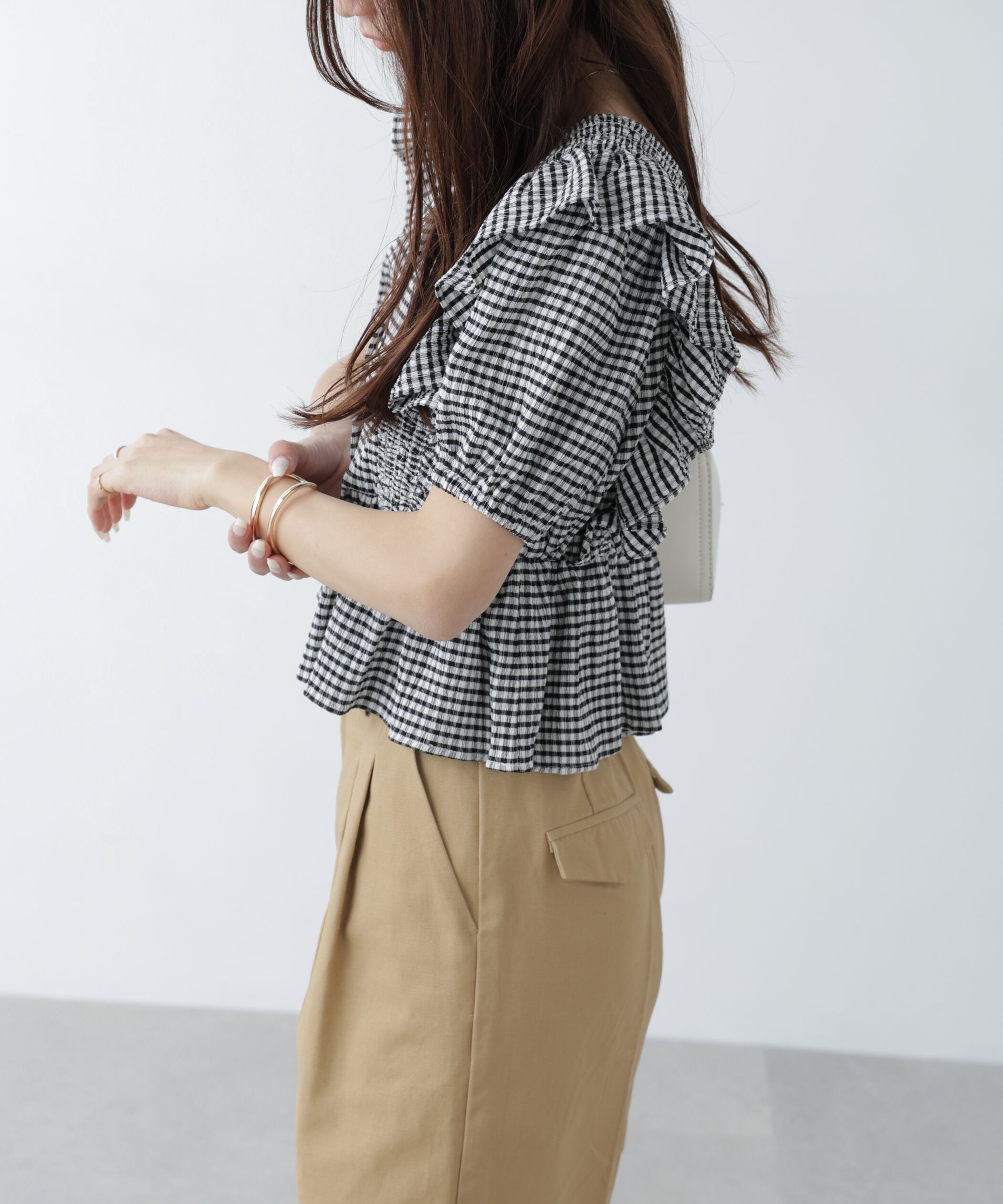  「肩フリルペプラムブラウス」|シャツ・ブラウス|