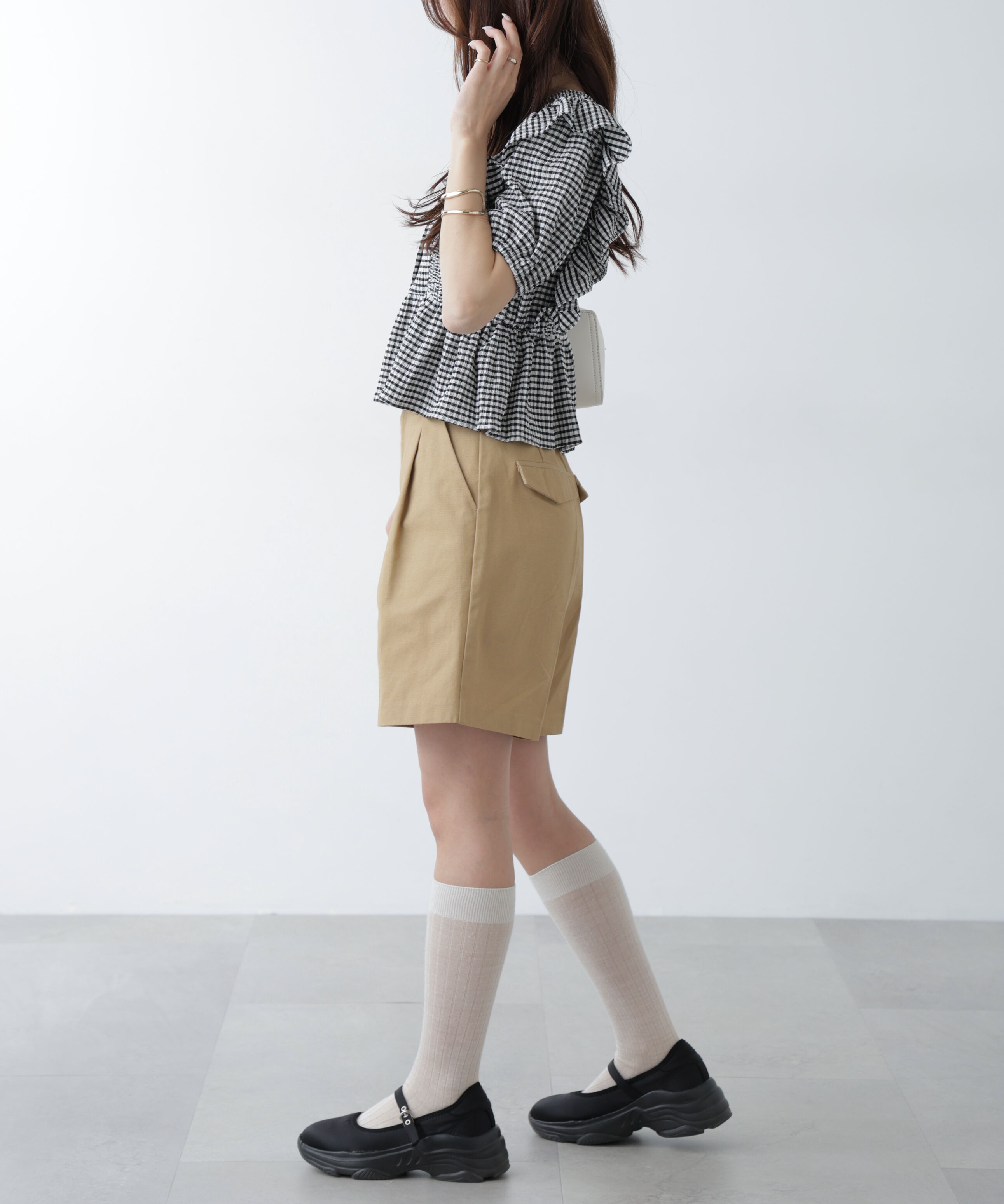  「肩フリルペプラムブラウス」|シャツ・ブラウス|