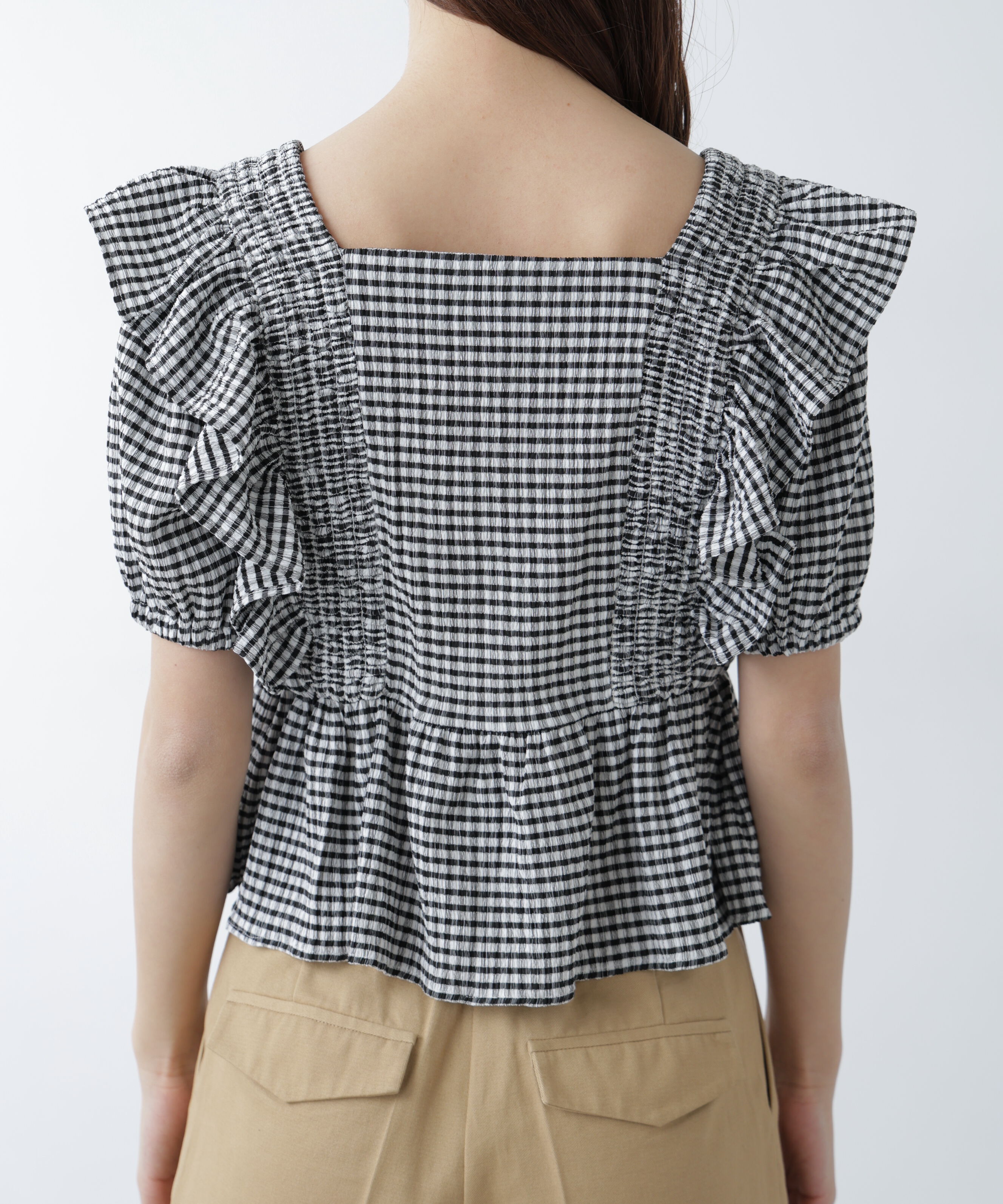  「肩フリルペプラムブラウス」|シャツ・ブラウス|