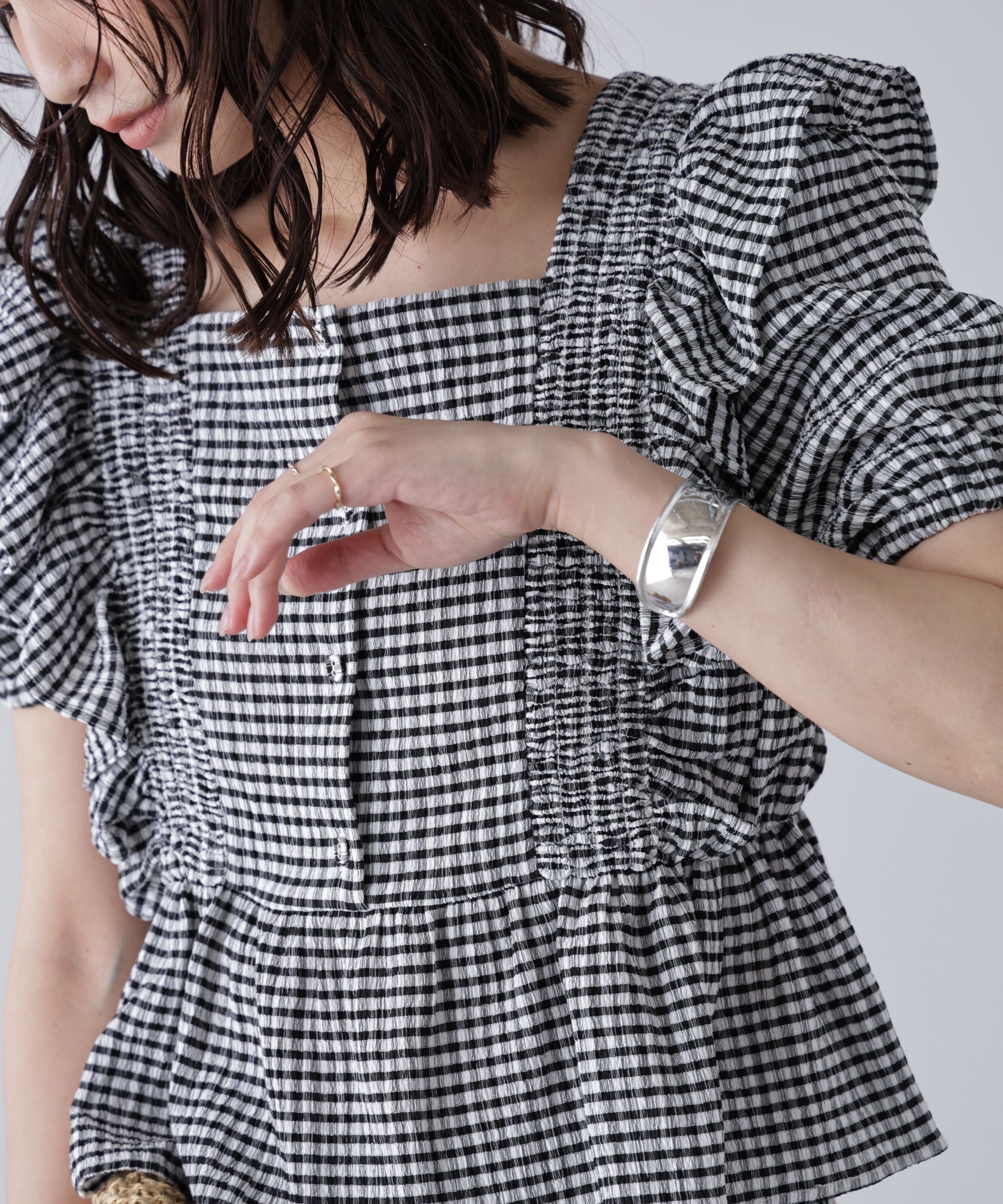  「肩フリルペプラムブラウス」|シャツ・ブラウス|