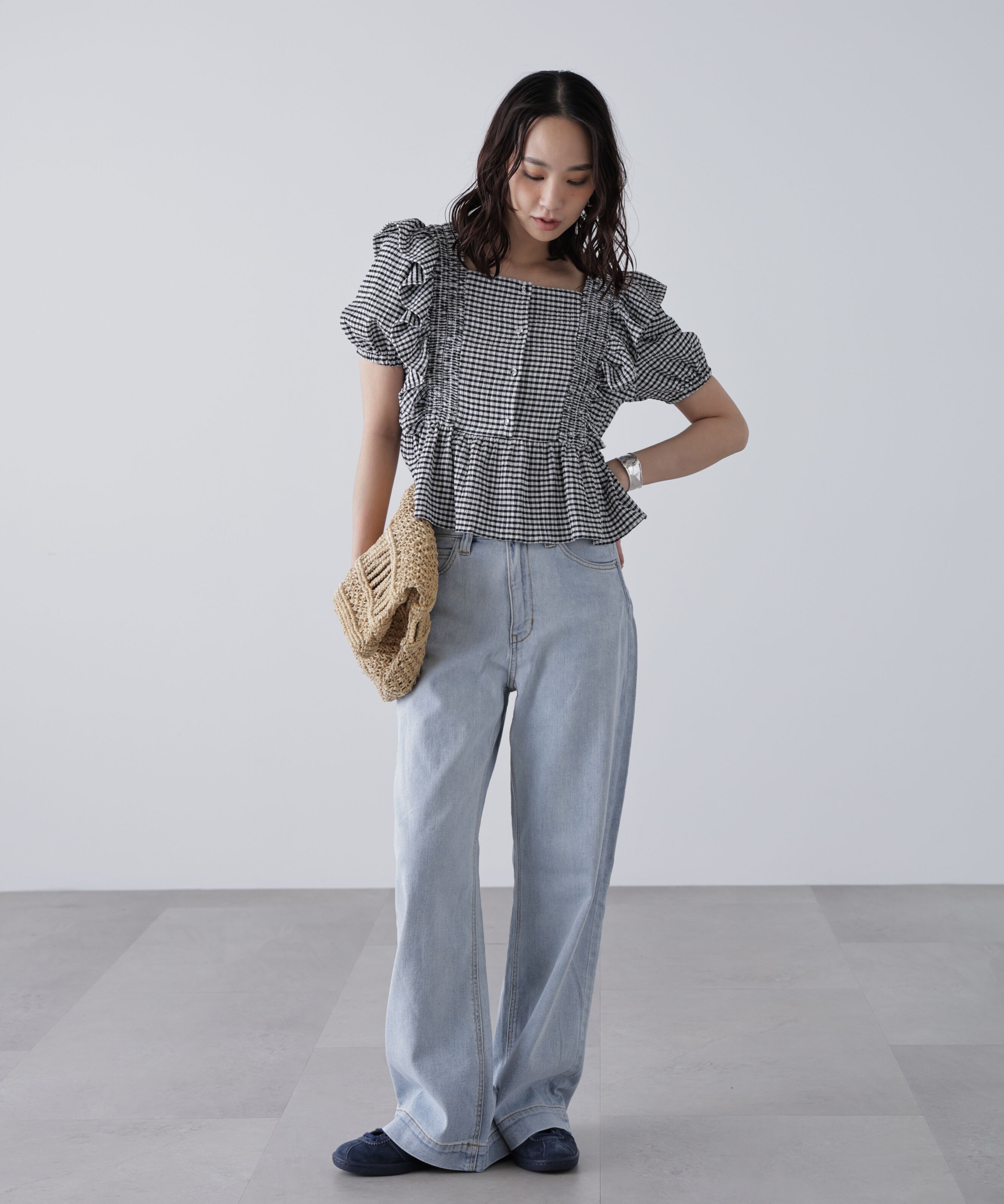  「肩フリルペプラムブラウス」|シャツ・ブラウス|