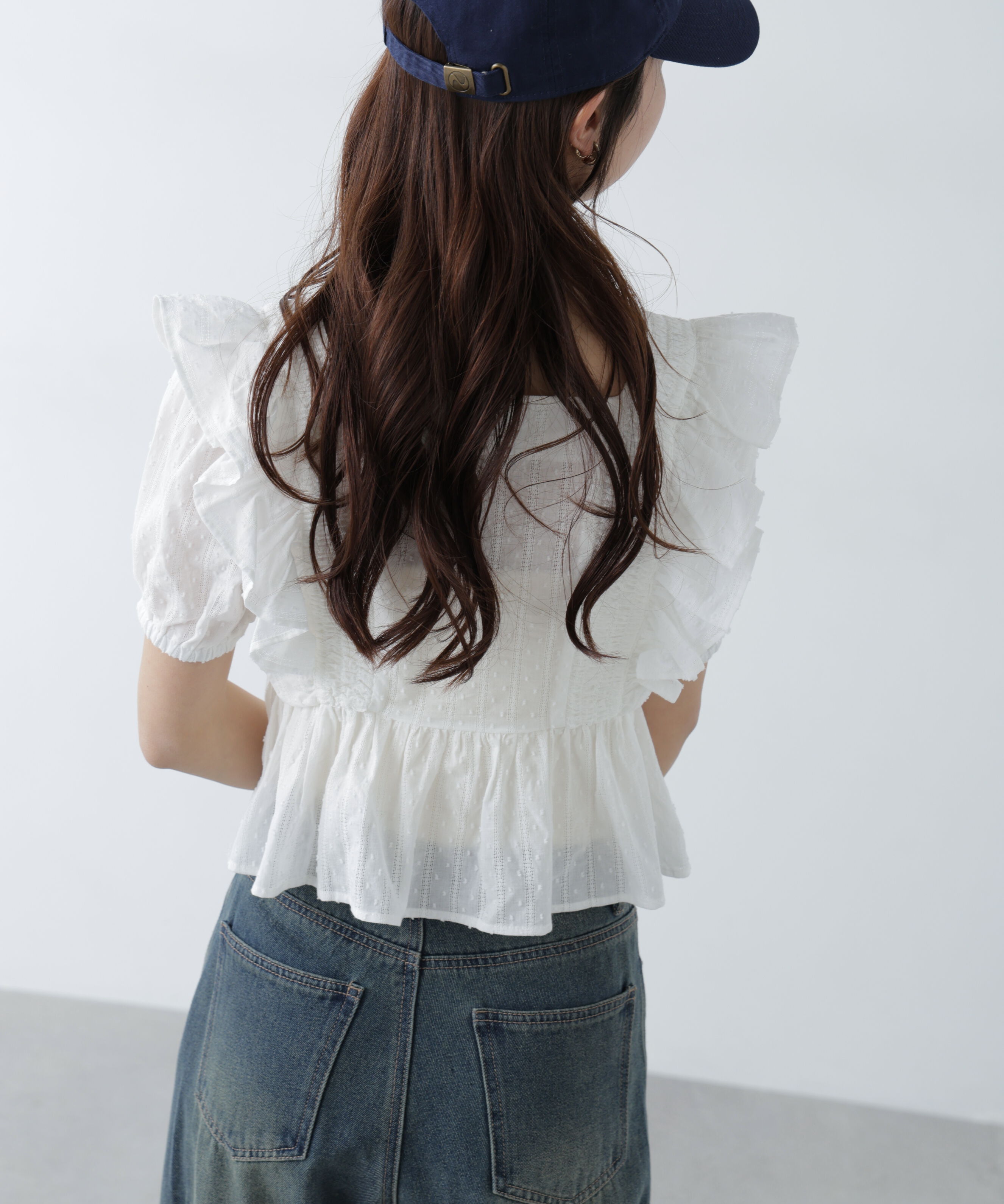  「肩フリルペプラムブラウス」|シャツ・ブラウス|