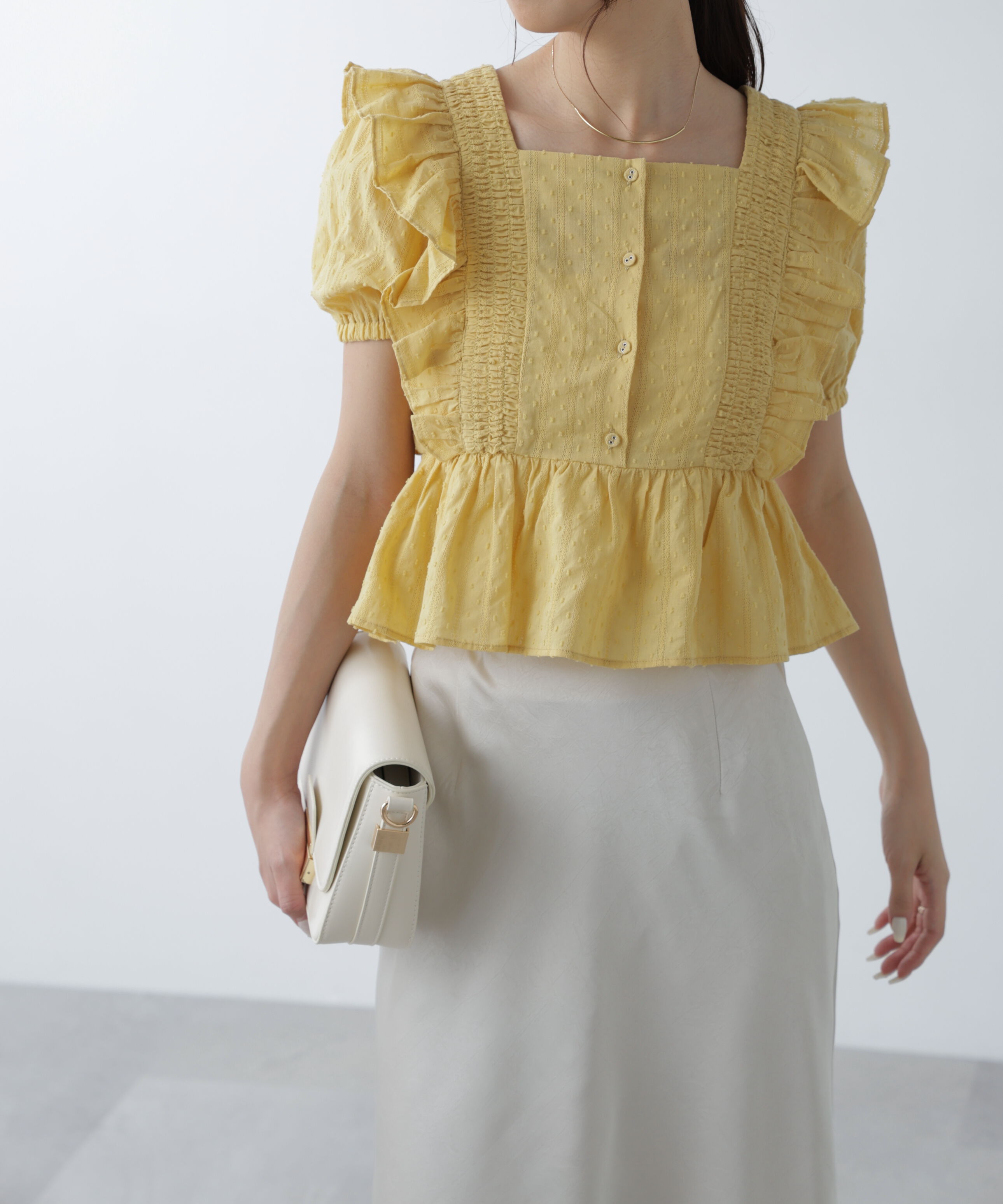  「肩フリルペプラムブラウス」|シャツ・ブラウス|