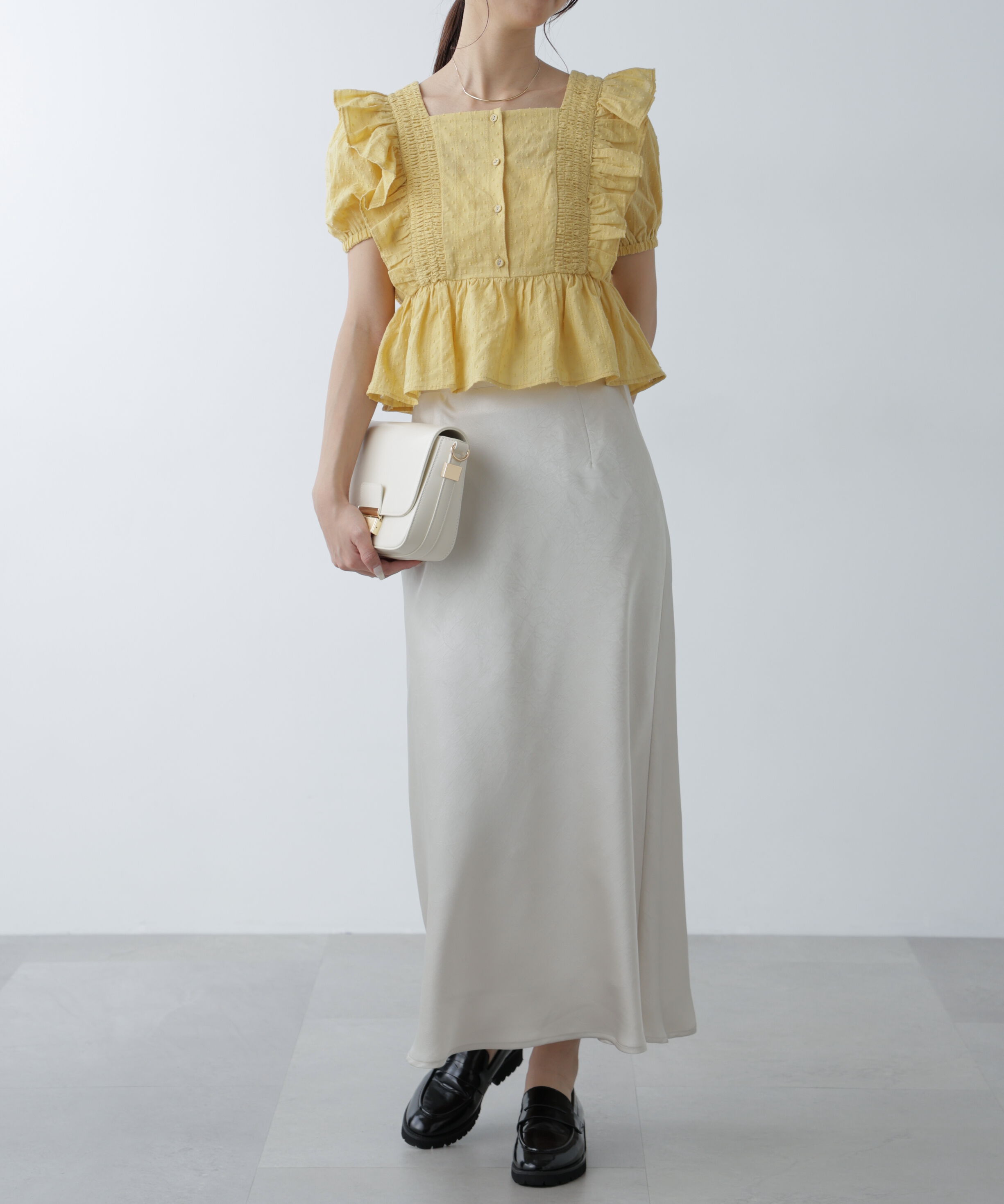  「肩フリルペプラムブラウス」|シャツ・ブラウス|