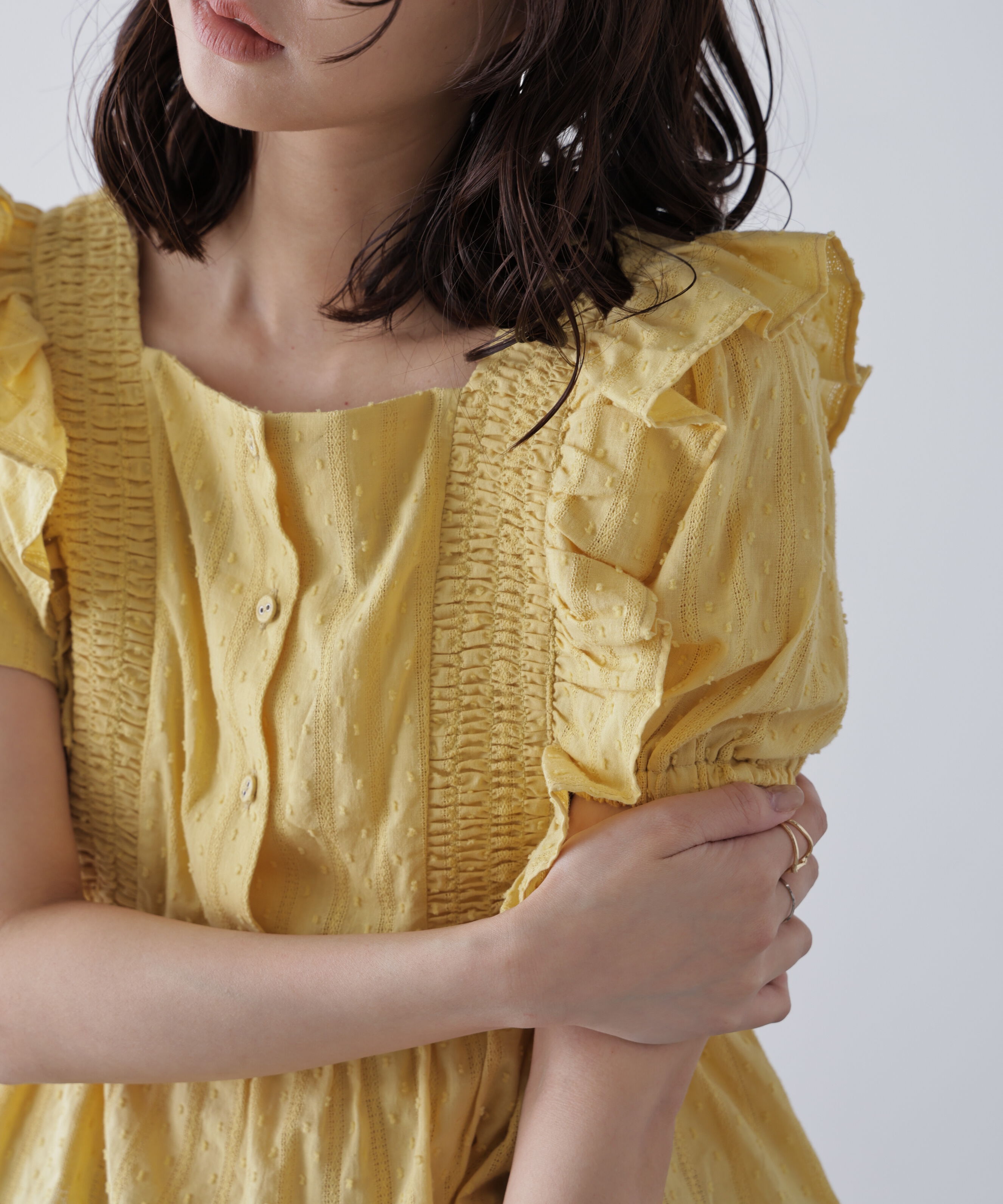  「肩フリルペプラムブラウス」|シャツ・ブラウス|