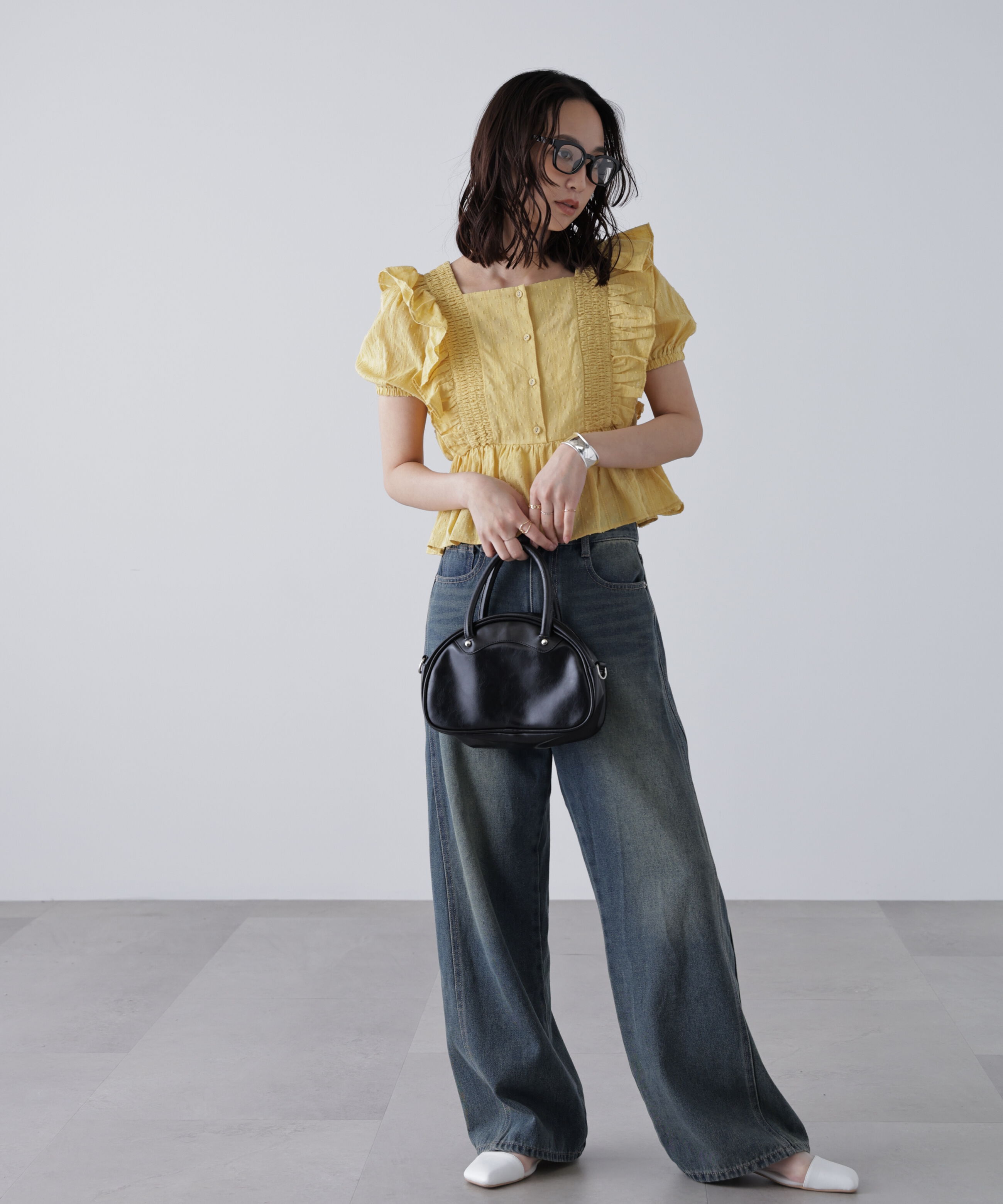  「肩フリルペプラムブラウス」|シャツ・ブラウス|