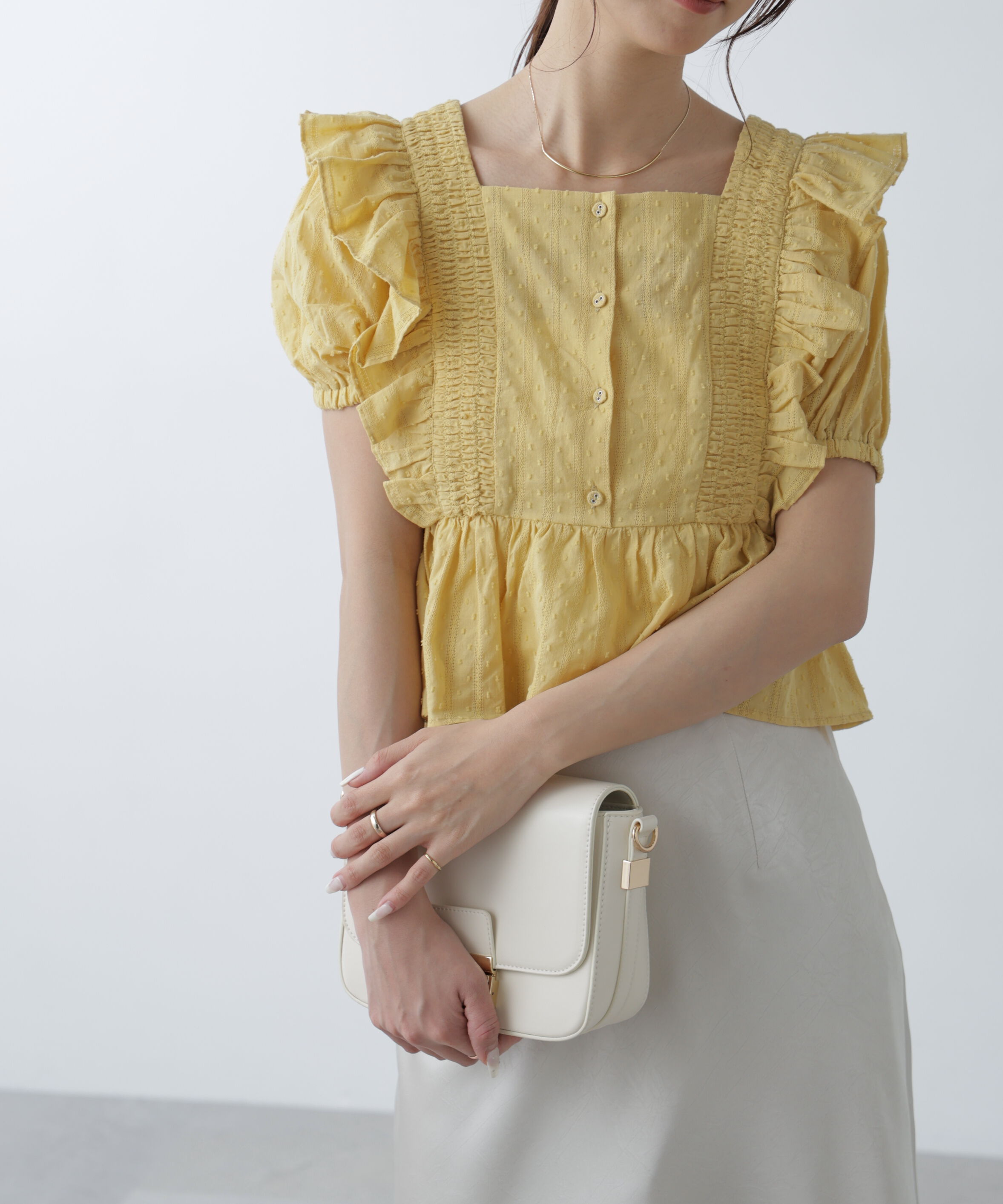  「肩フリルペプラムブラウス」|シャツ・ブラウス|