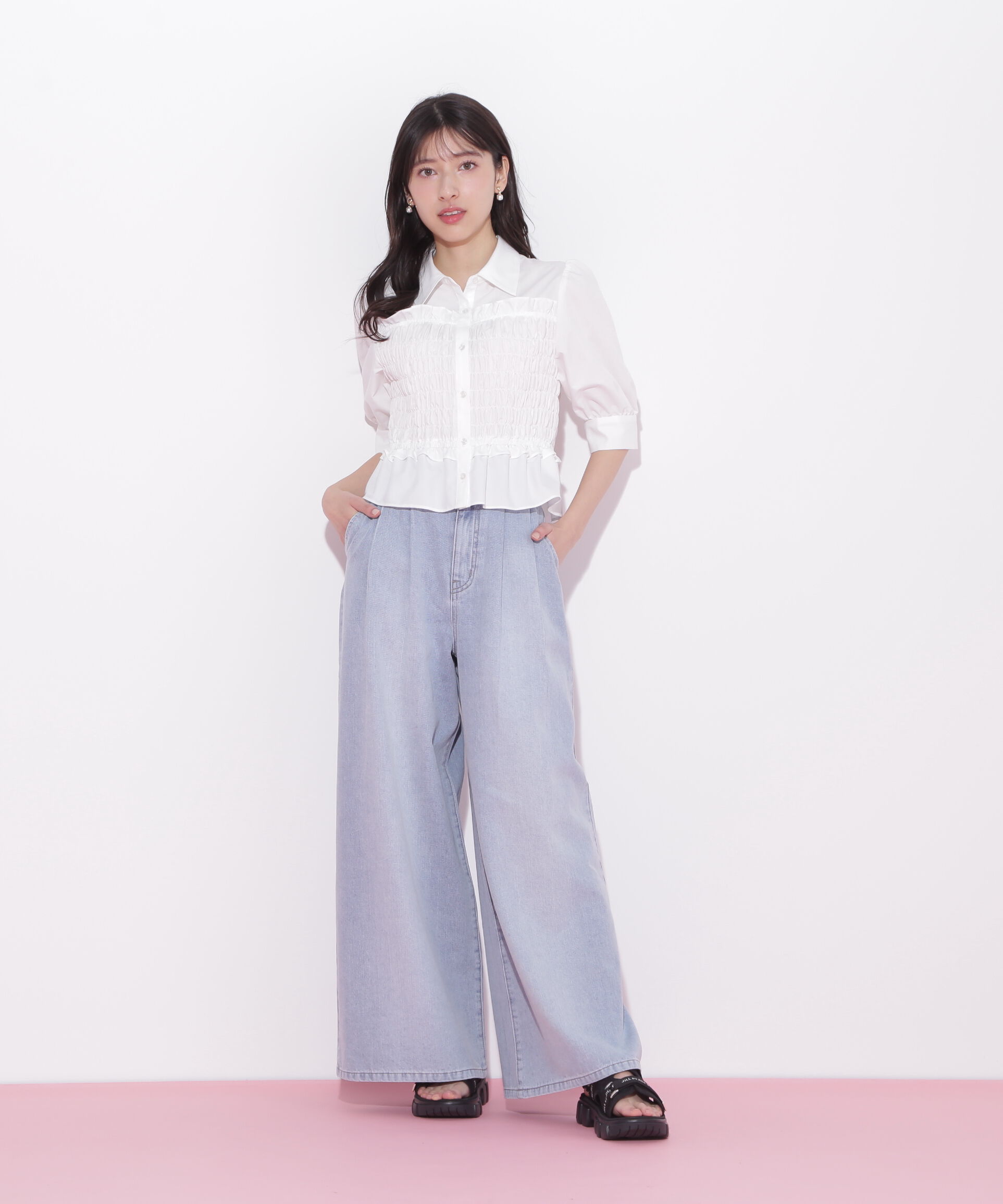  「タックワイドライトデニムパンツ」|その他|