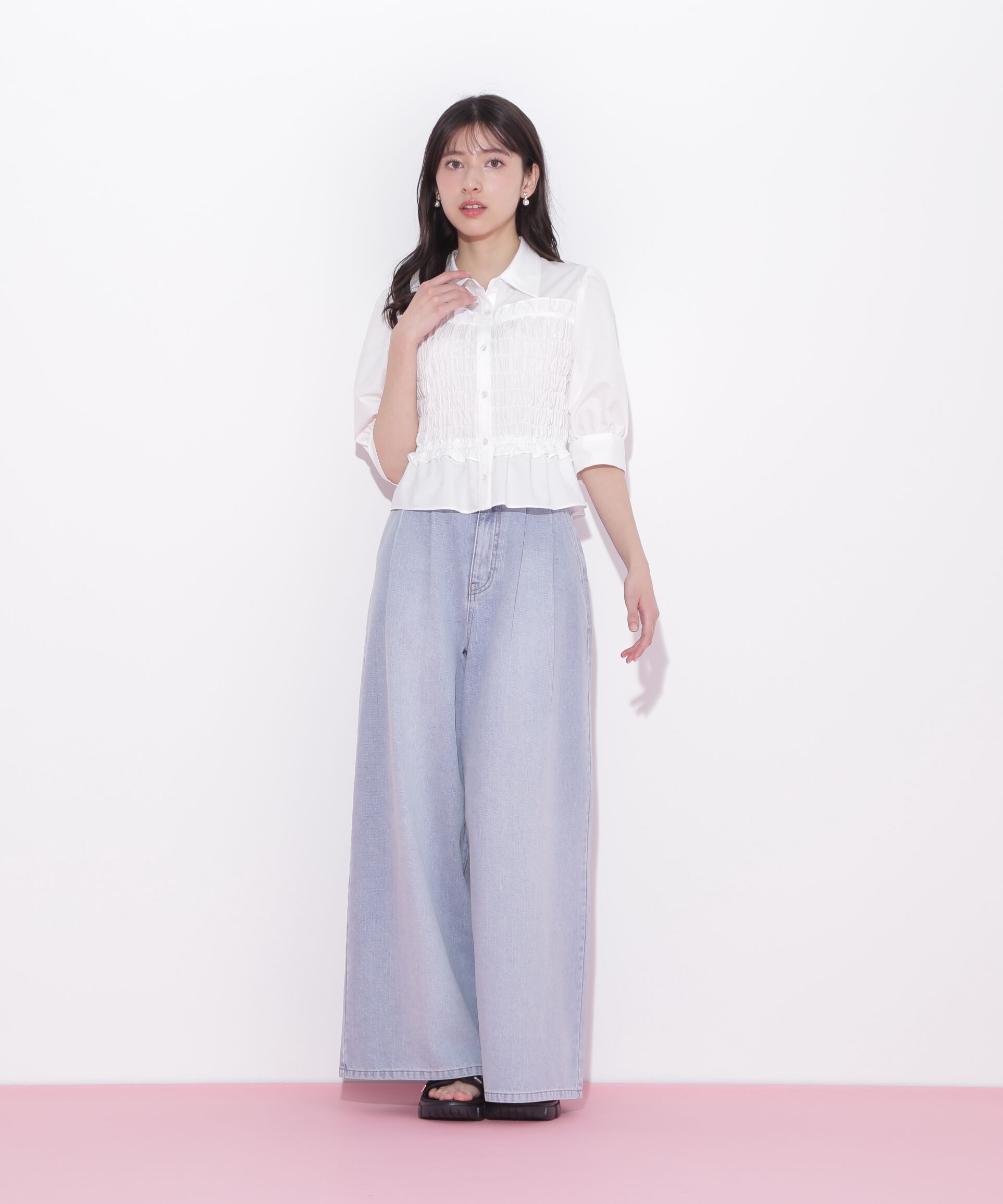  「タックワイドライトデニムパンツ」|その他|