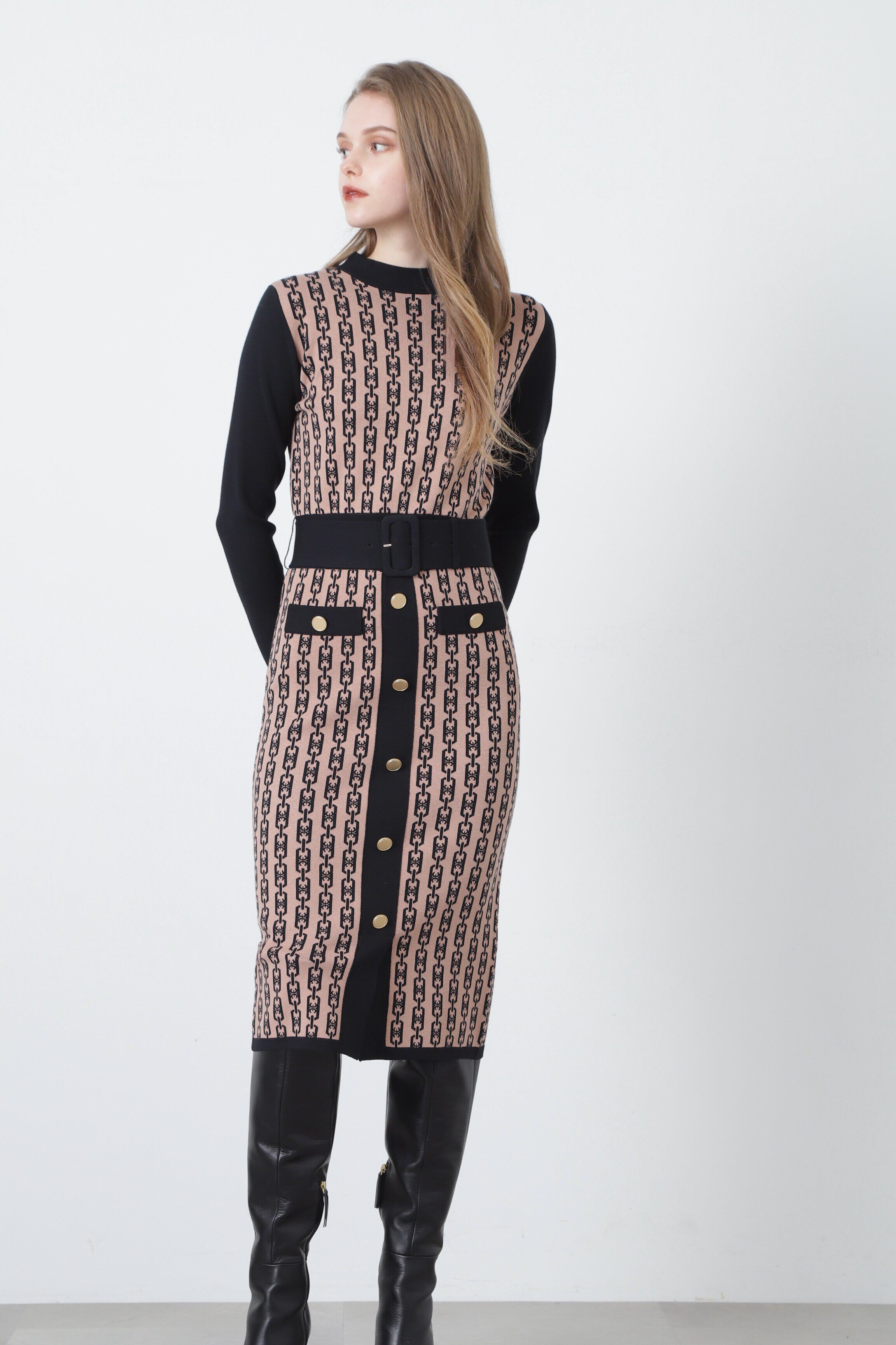  「◆[WEB限定カラー]バイカラージャガードニットワンピース」|ワンピース|モカ6