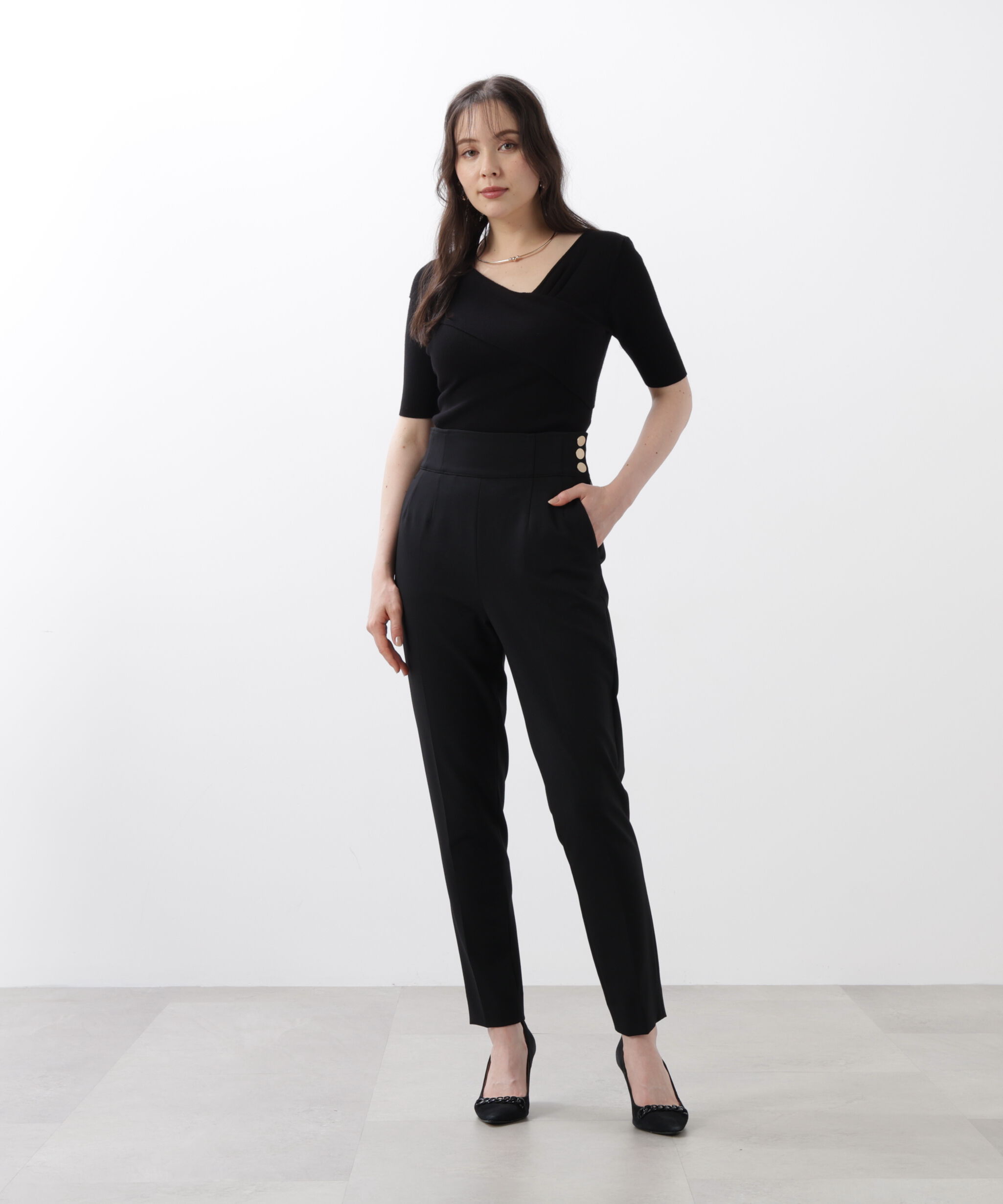  「◆アシンメトリーネックニットプルオーバー」|ニット・セーター|