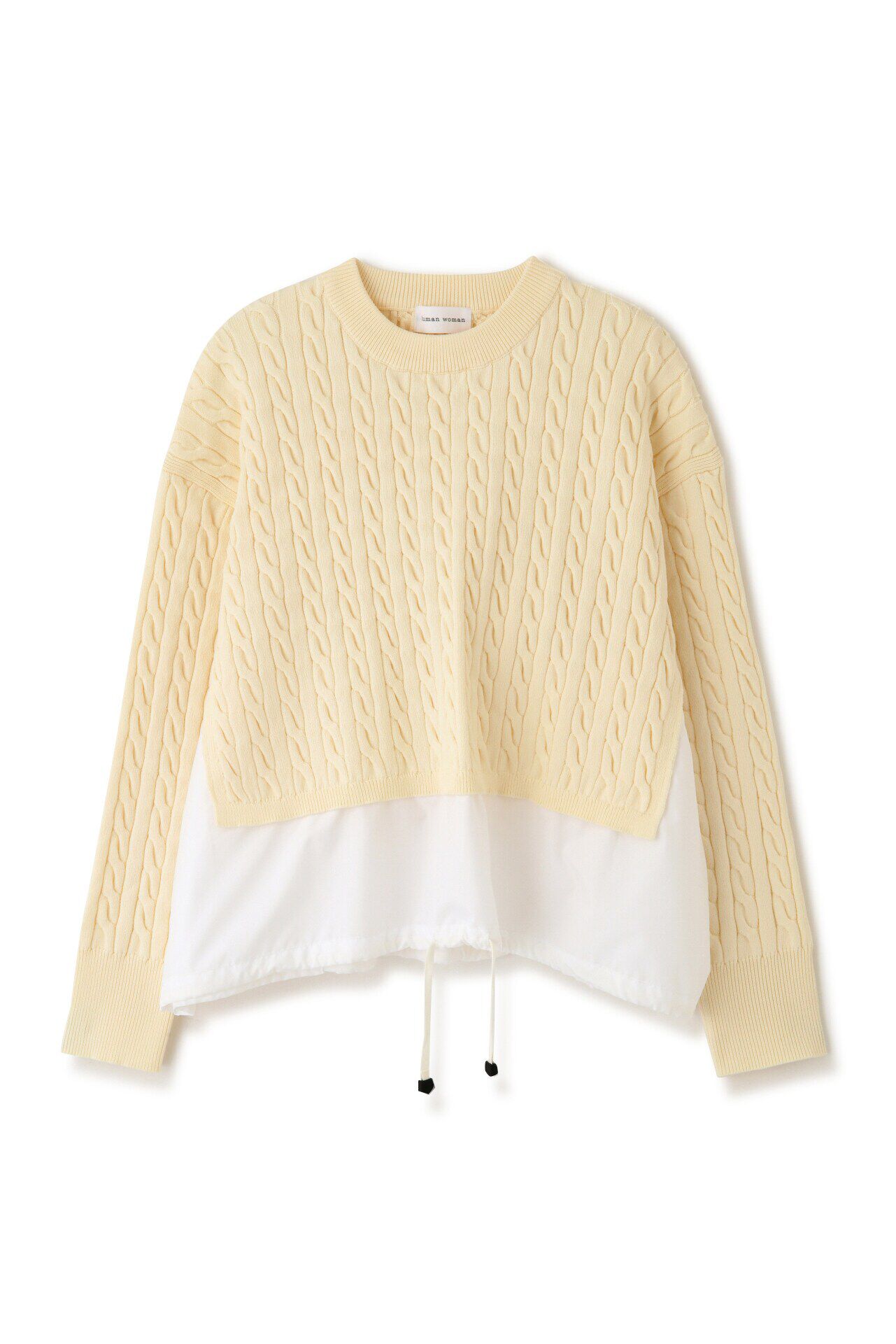  「◆布帛ドッキングケーブルニット」|ニット・セーター|