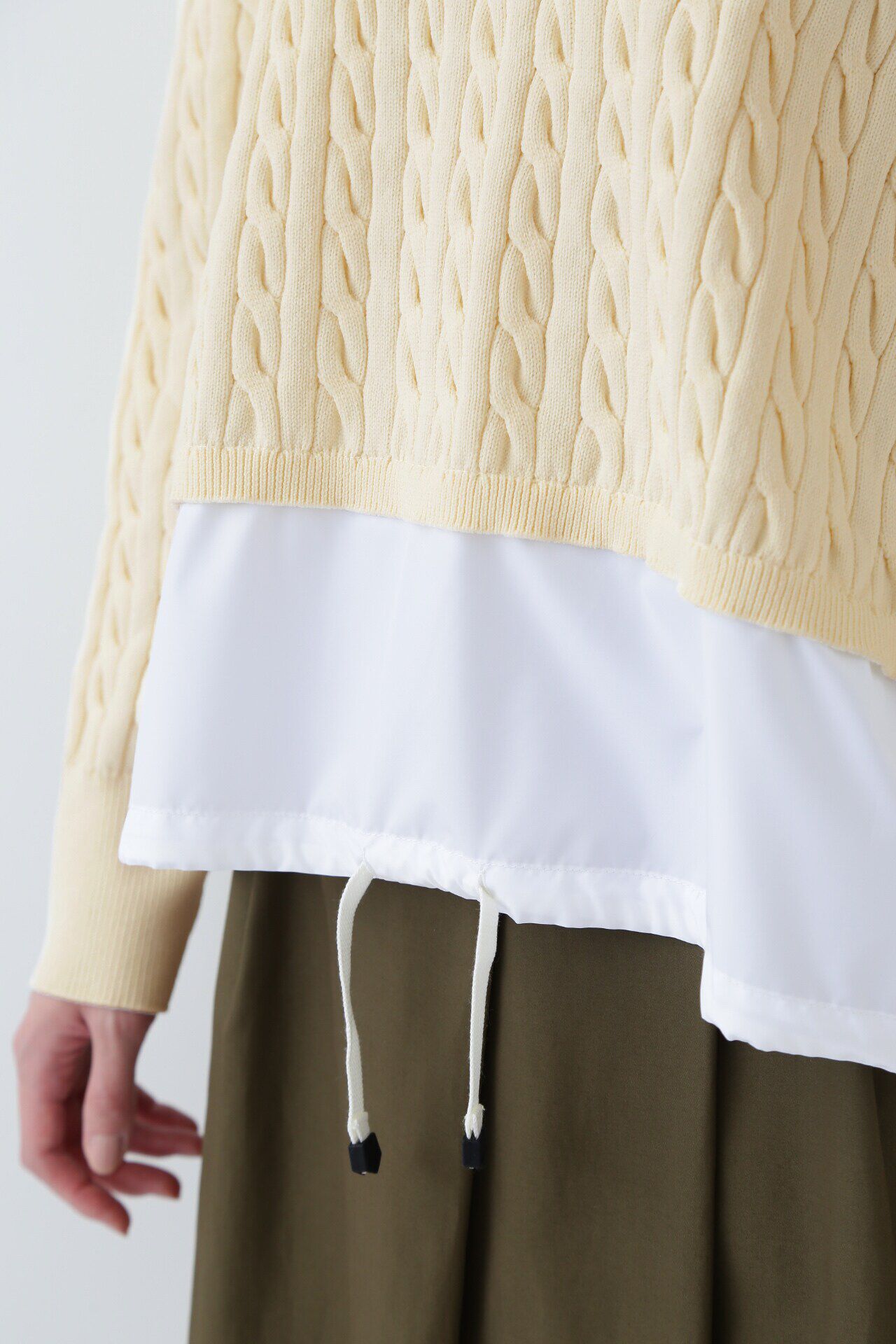  「◆布帛ドッキングケーブルニット」|ニット・セーター|