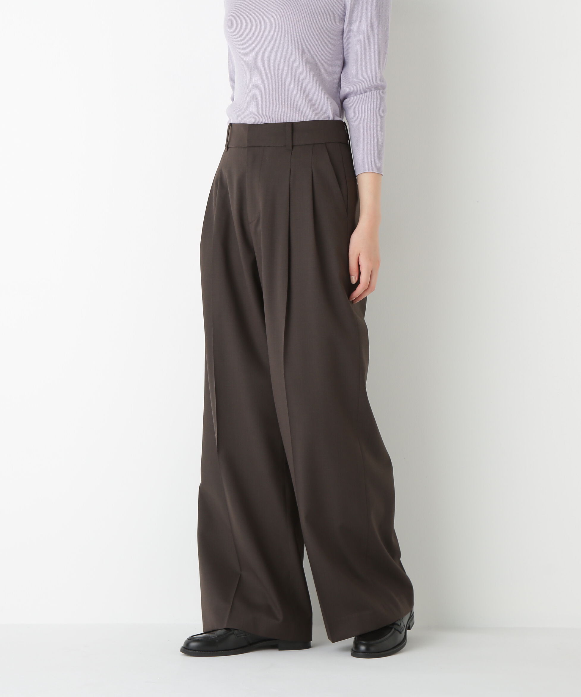  「◆ダブルタックバギーパンツ」|その他|ブラウン