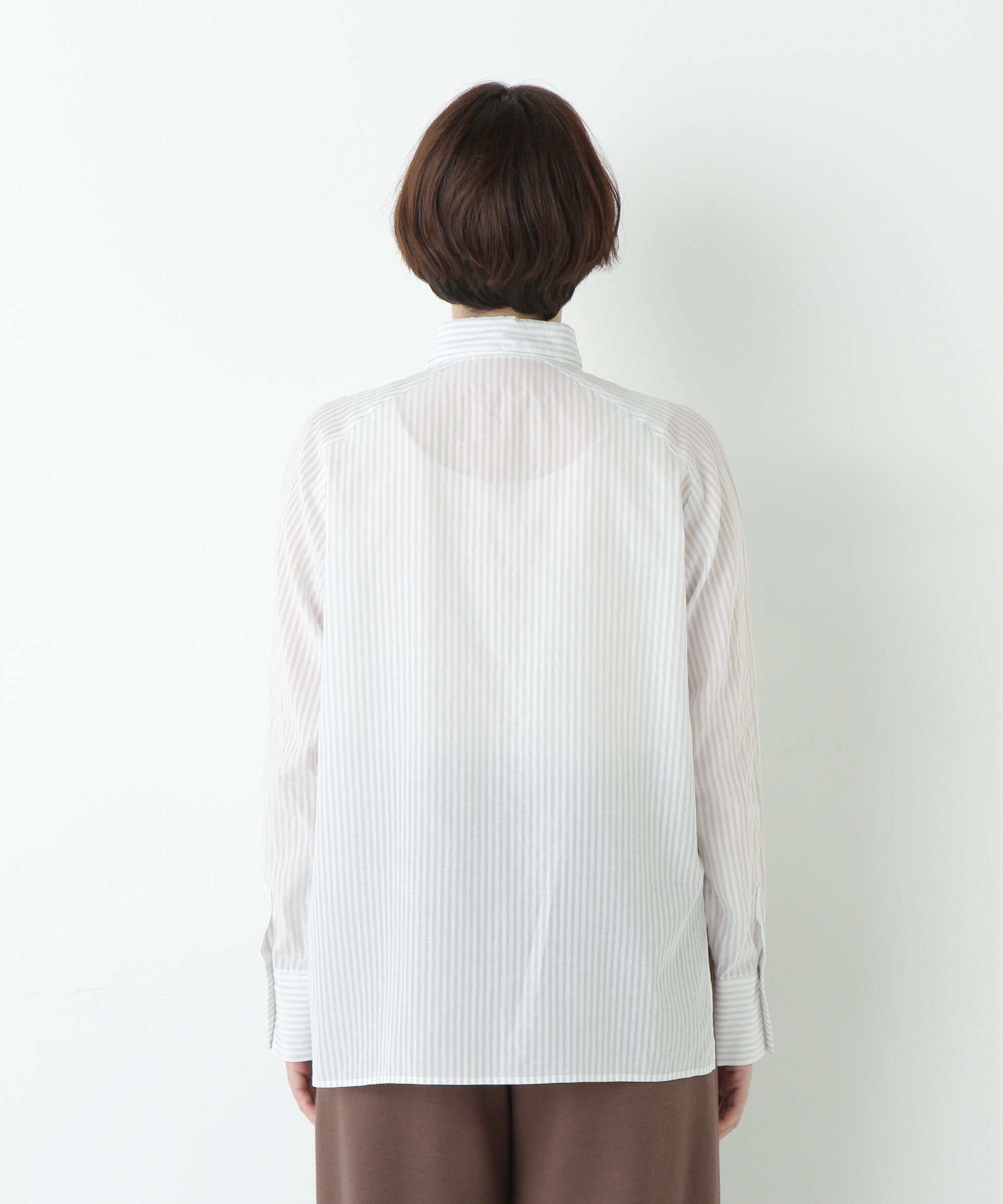  「ストライプローンハイネックシャツ」|シャツ・ブラウス|