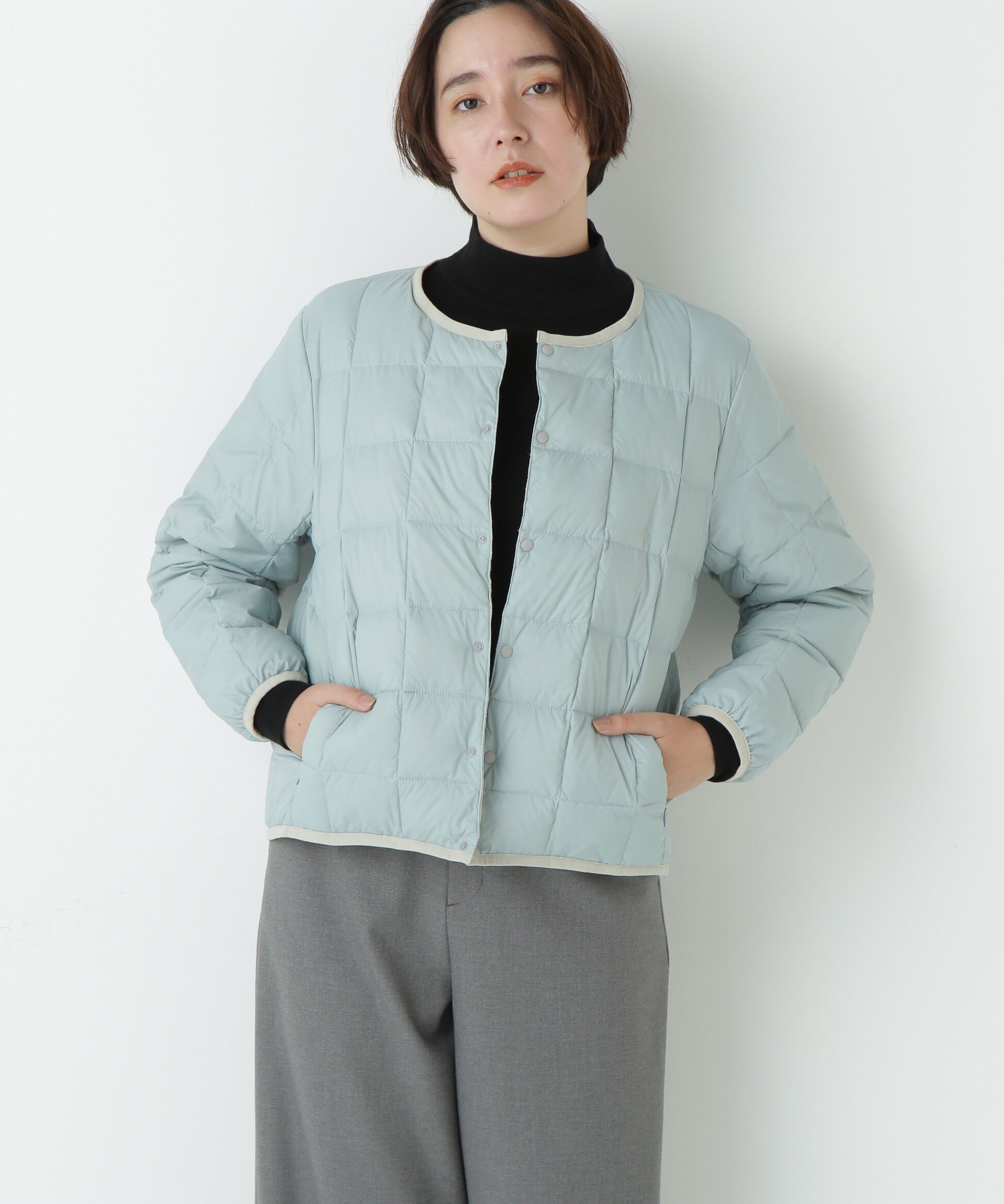  「◆≪ＴＡＩＯＮコラボ≫リバーシブルクルーネックダウンブルゾン」|ブルゾン・スタジャン|アイスミント&times;