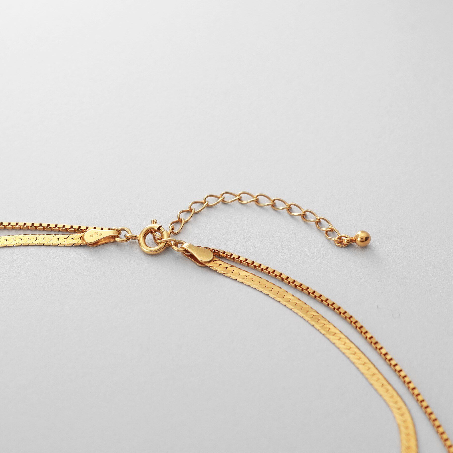 COCOSHNIK ONKITSCH「シルバー コンビネーションチェーン フラットスネーク ベネチアンネックレス GP」|ネックレス|