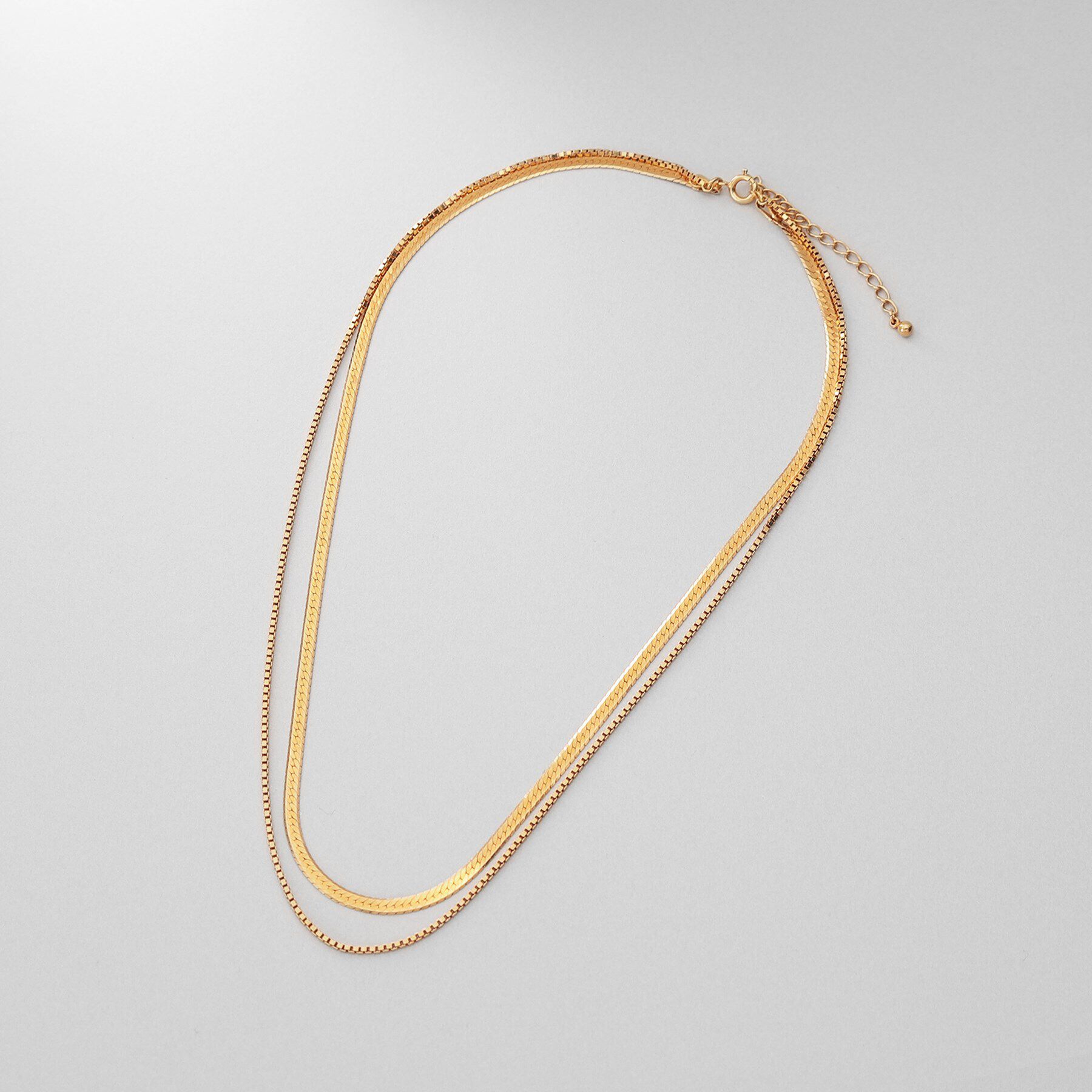 COCOSHNIK ONKITSCH「シルバー コンビネーションチェーン フラットスネーク ベネチアンネックレス GP」|ネックレス|