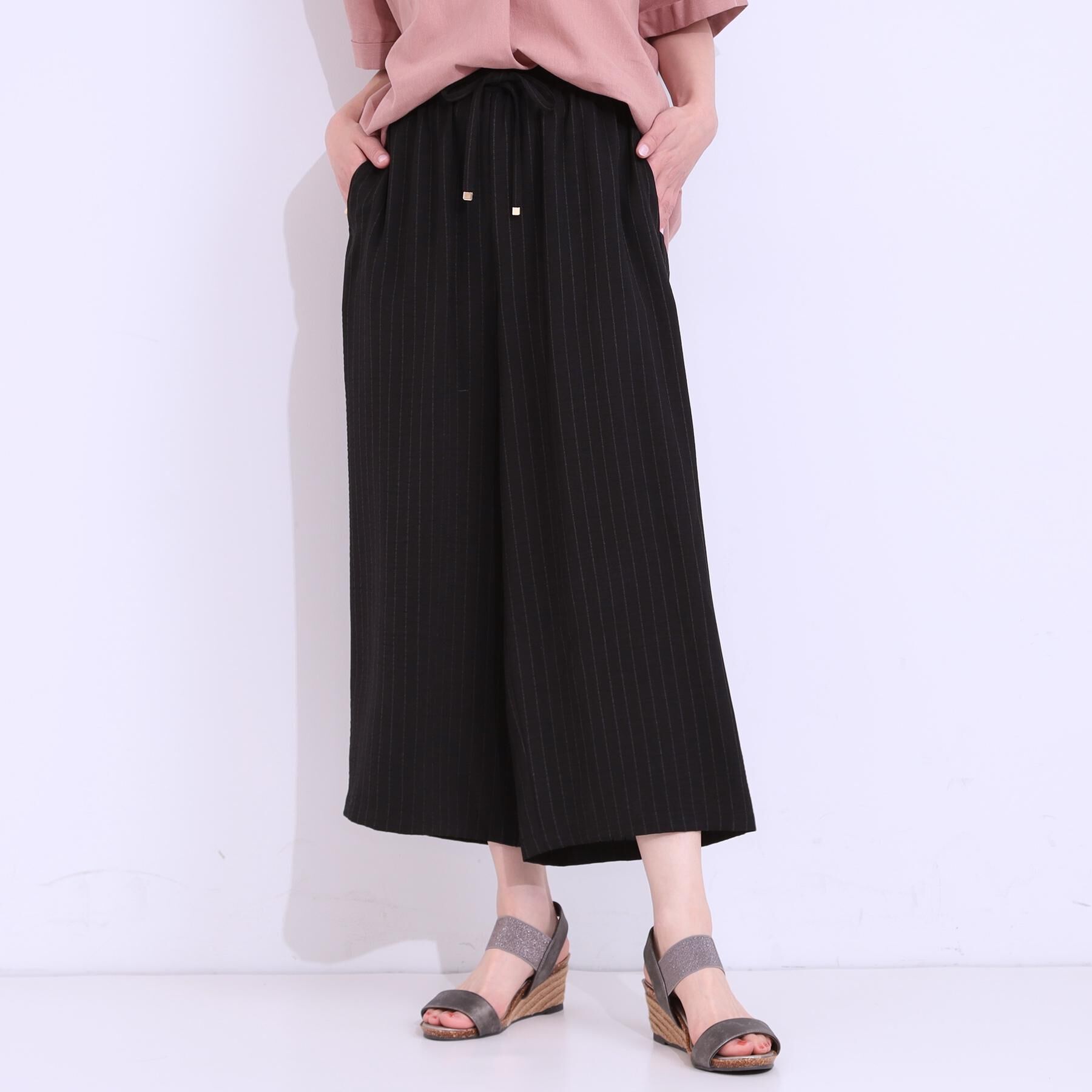 SHOO･LA･RUE「【着丈選べる/ひんやり】ストライプ見えイージーワイドパンツ」|その他|