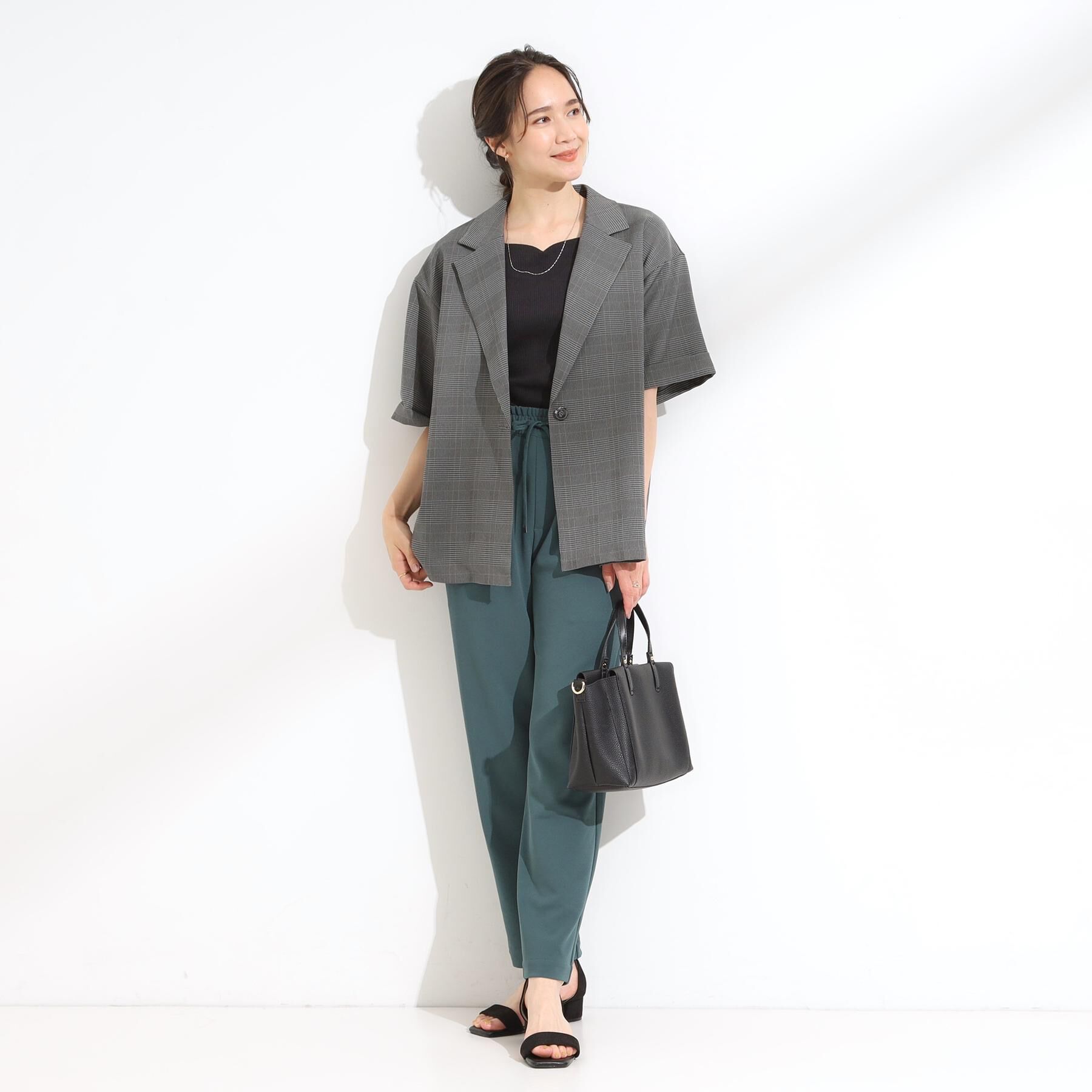 SHOO･LA･RUE「【S-LL/セットアップ可/洗濯後しわになりにくい】5分袖テーラードジャケット」|テーラードジャケット|