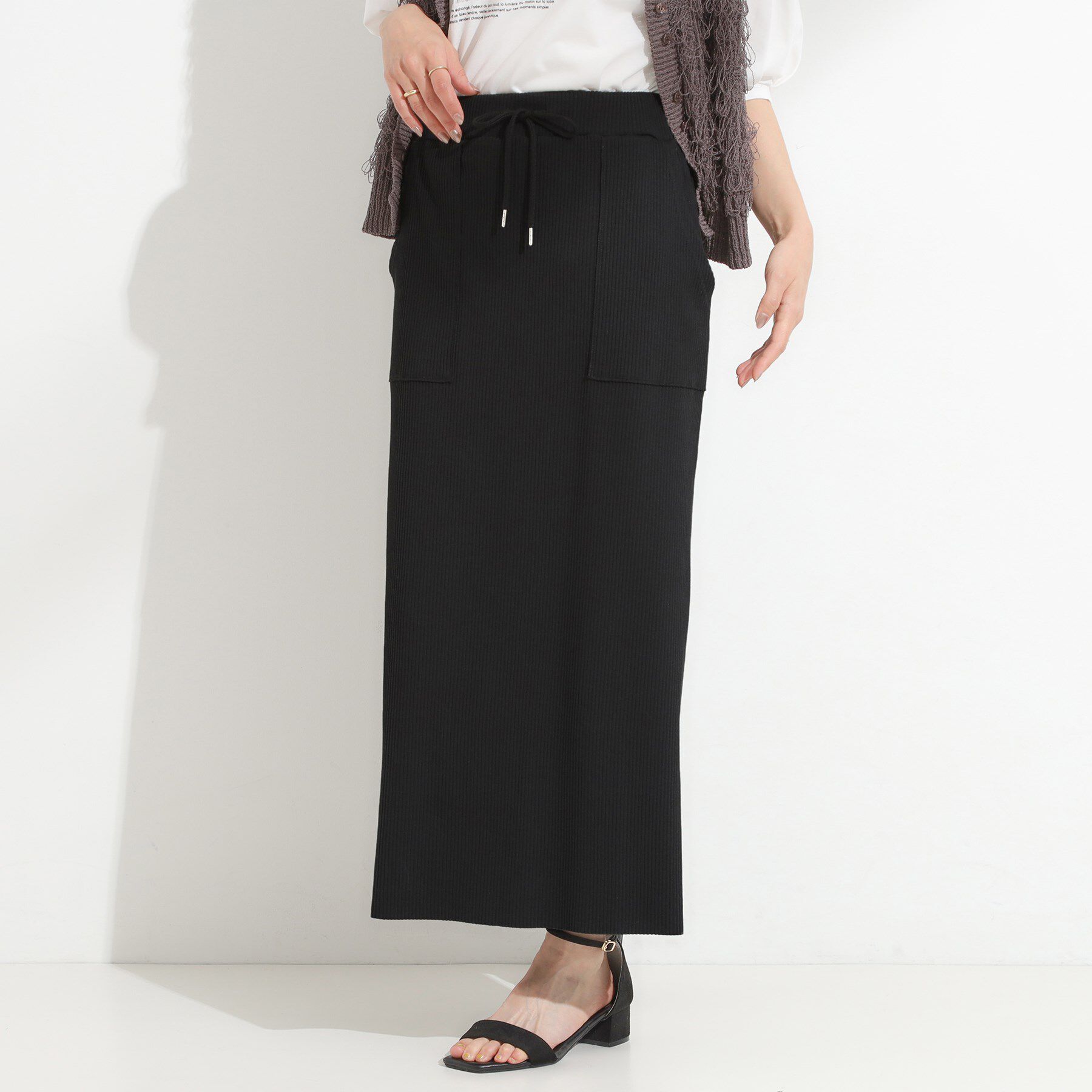 SHOO･LA･RUE「【セルフカット可/吸水速乾/抗菌防臭】着回ししやすい カットリブナロースカート」|スカート|