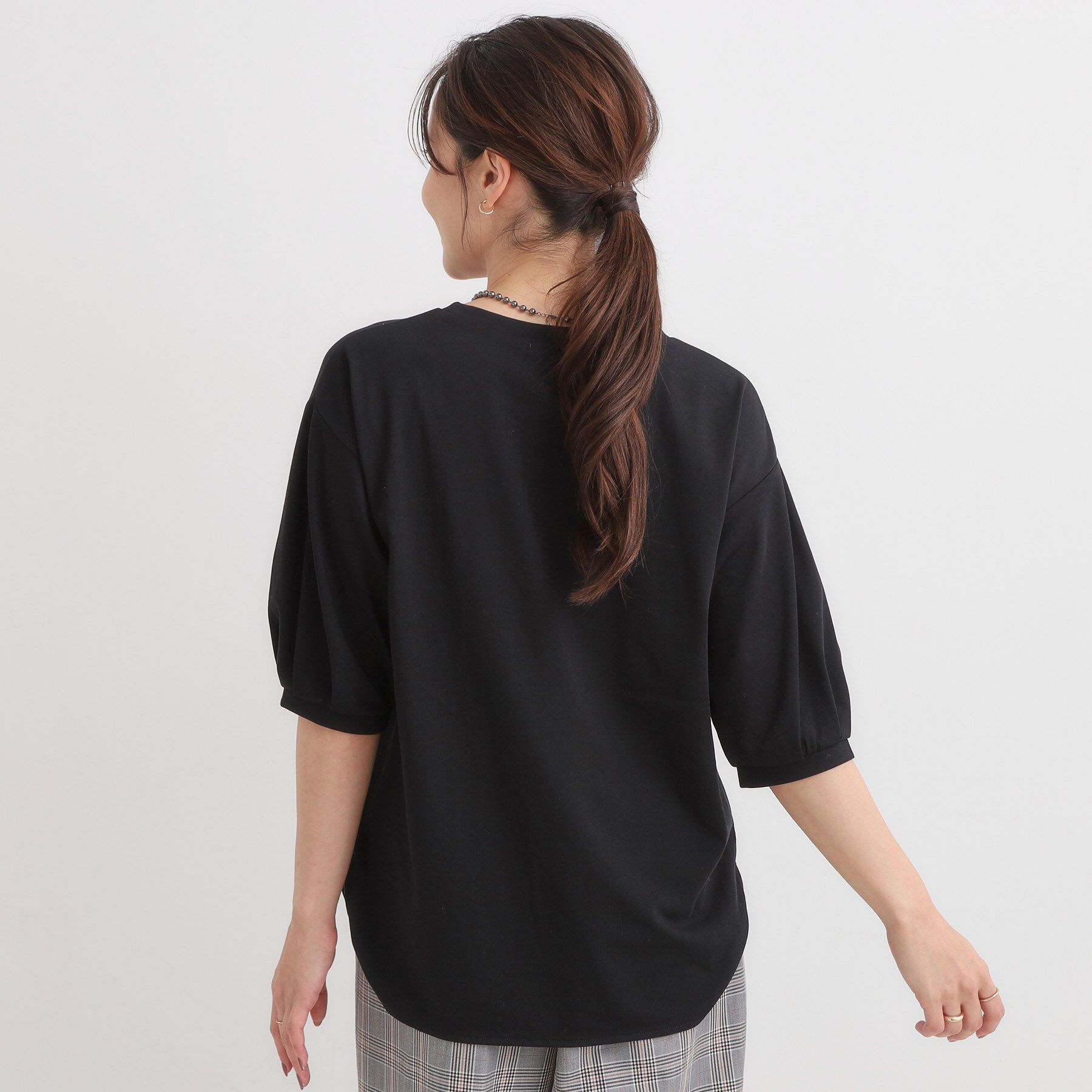 SHOO･LA･RUE「【ひんやり/S-LL】大人の五分袖プリントTシャツ」|Tシャツ・カットソー|