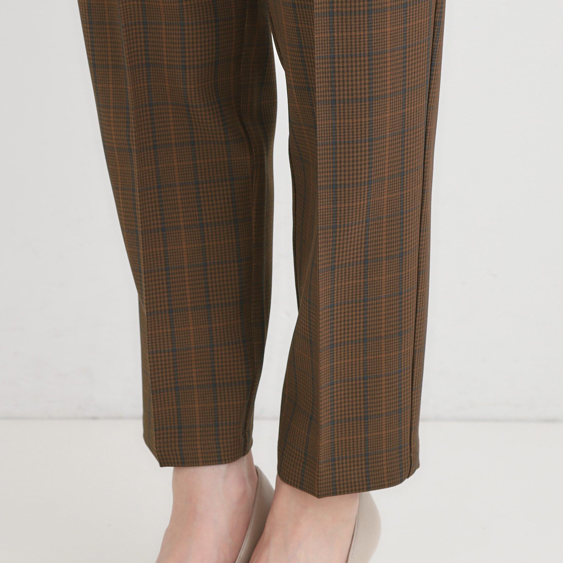 SHOO･LA･RUE「【S-LL/チェック柄アソート】脚のラインをきれいに見せる タックテーパードパンツ」|その他|
