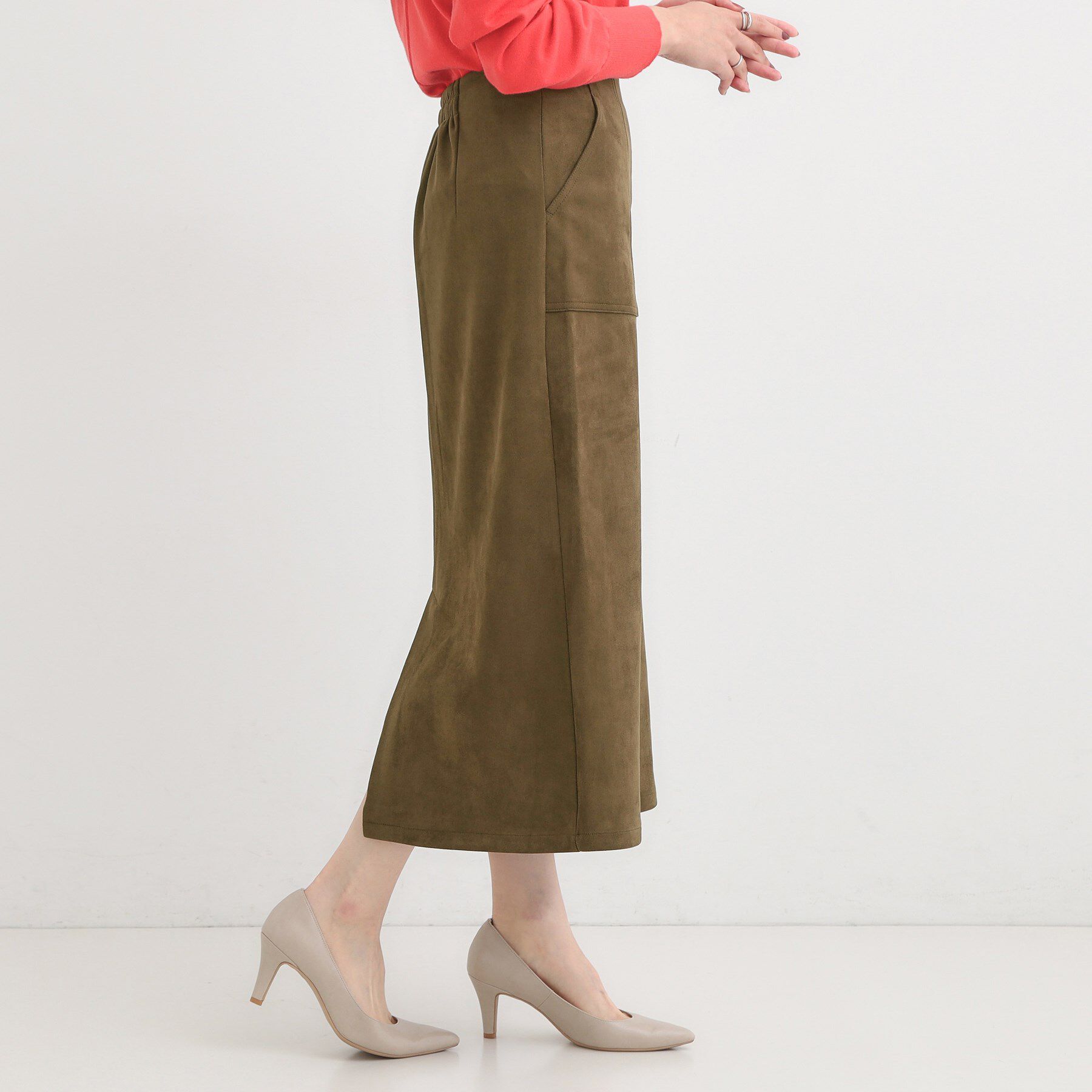 SHOO･LA･RUE「【洗濯機可】上品できれい見え フェイクスエード ナロースカート」|スカート|