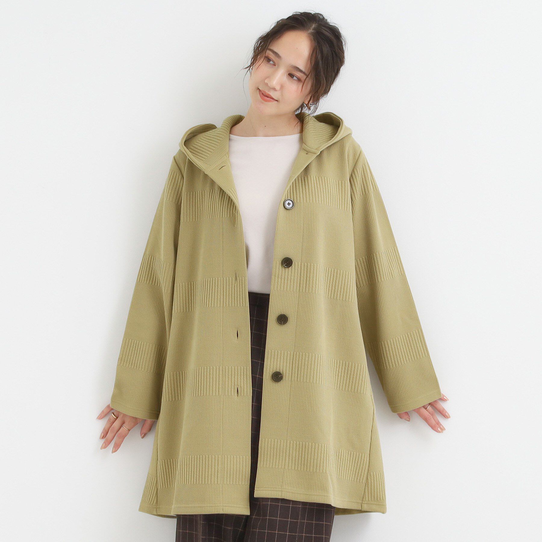 SHOO･LA･RUE「【高レビュー/春まで着られる】体型をカバーしながらスマートに魅せる ラインジャカードコーディガン」|カーディガン|