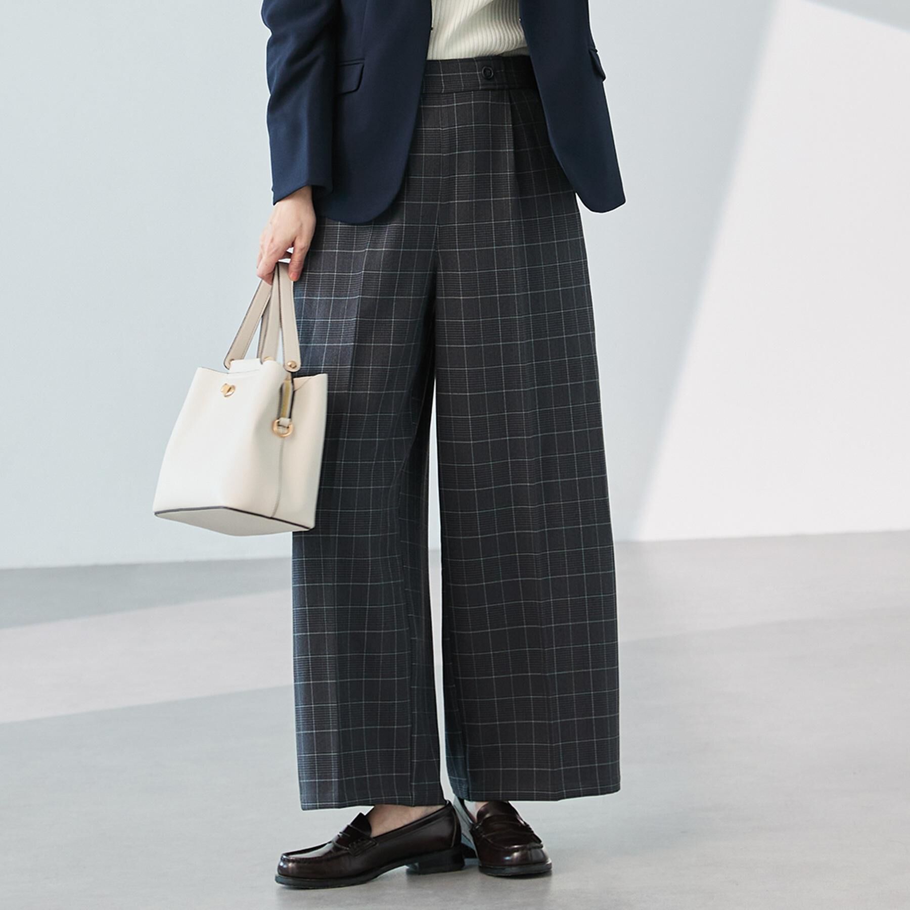 SHOO･LA･RUE「【着丈選べる】大人のきれいめスタイルに ウールフィール ワイドパンツ」|その他|