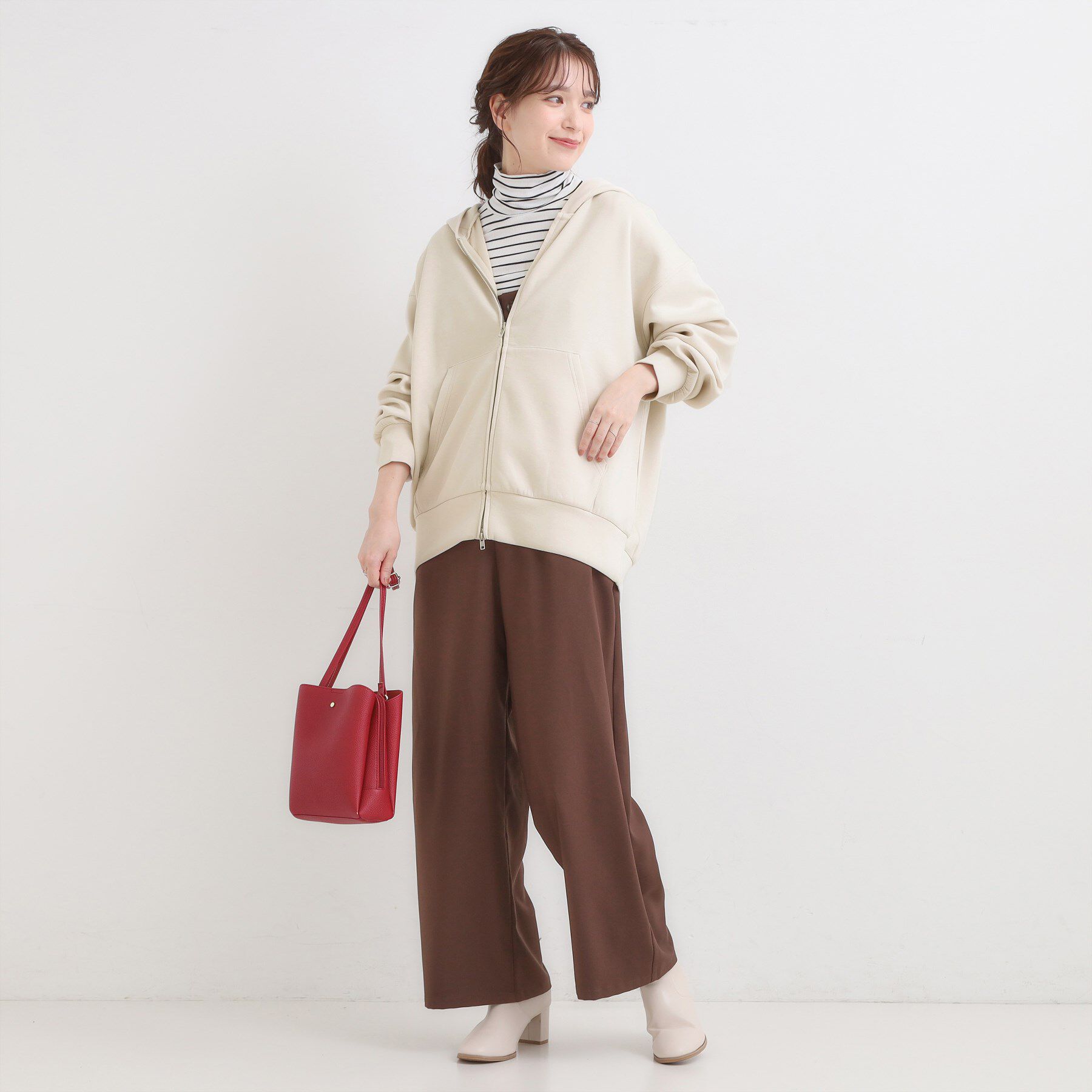 SHOO･LA･RUE「【S-LL】大人っぽく着られる ダンボールジップパーカ」|カーディガン|