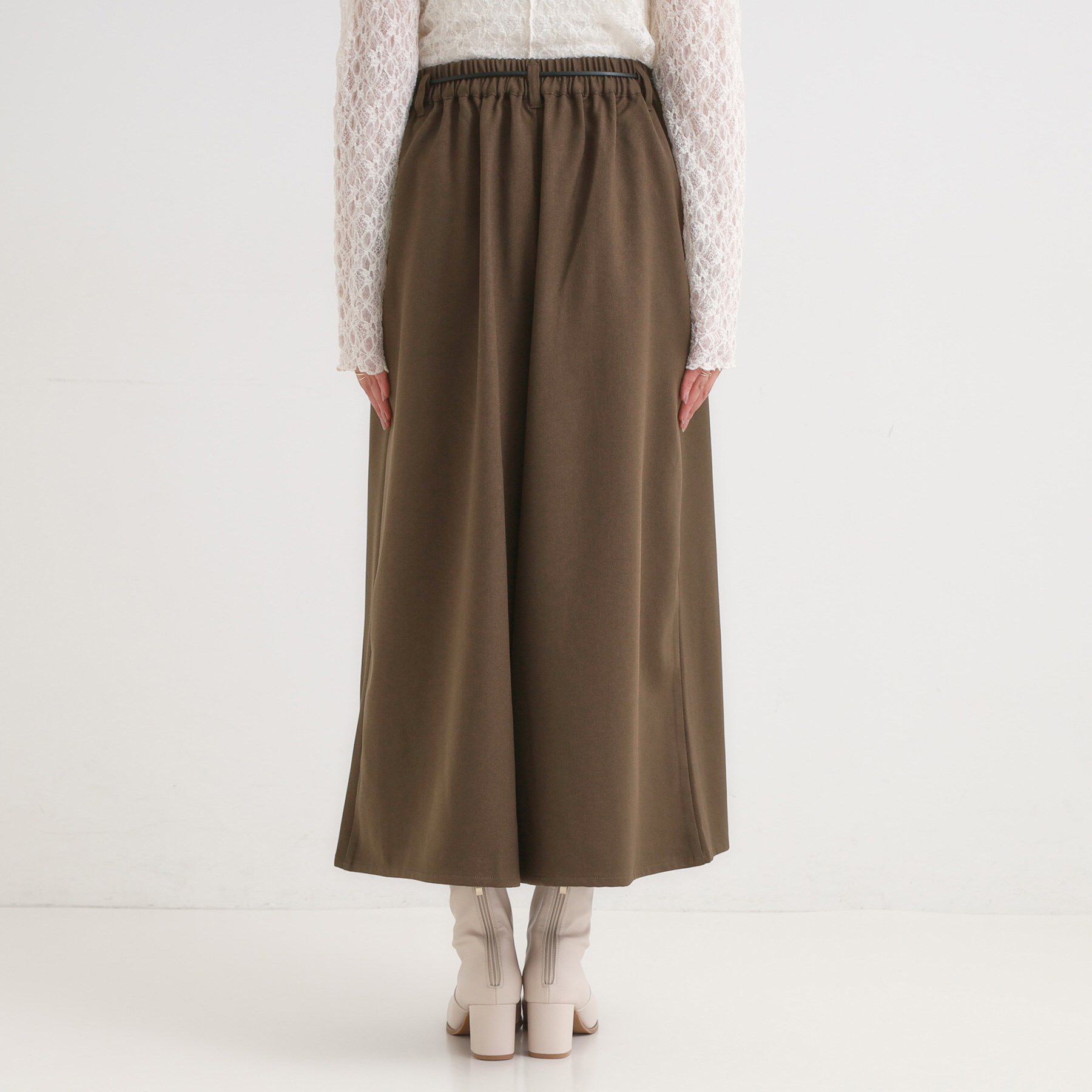 SHOO･LA･RUE「【S-LL/2点セット】脚のラインを拾いにくい ベルト付きタックスカーチョパンツ」|その他|