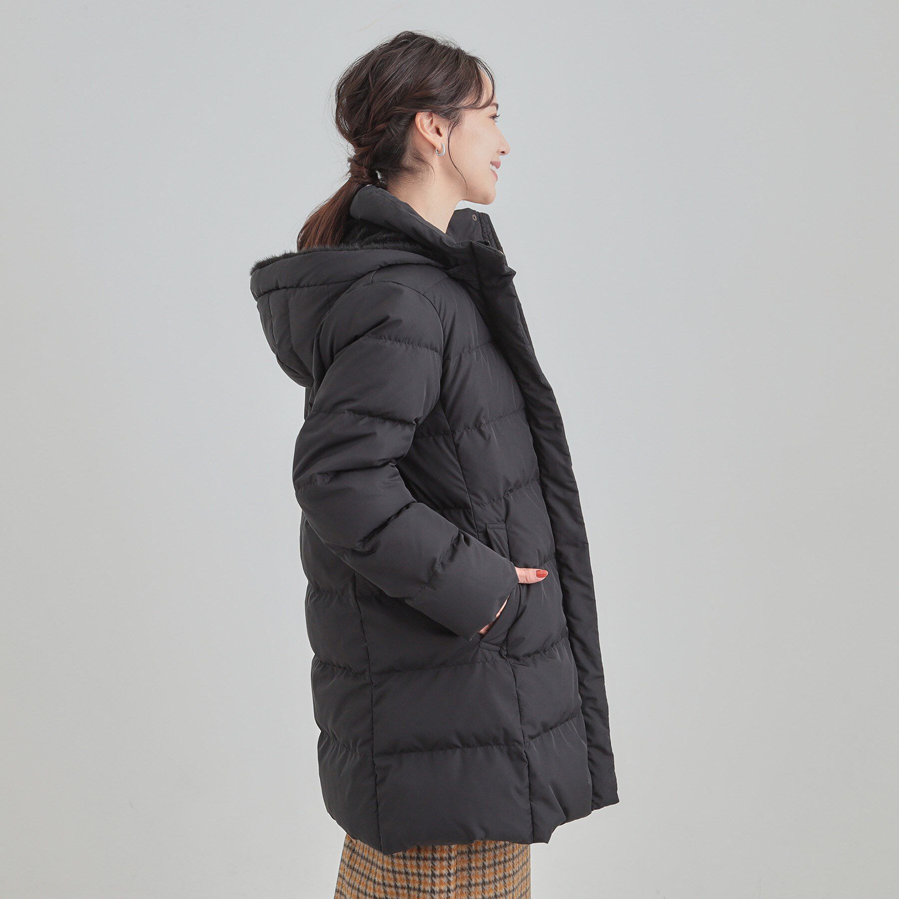 SHOO･LA･RUE「【洗濯機可/撥水】フェイクファーフード ロングダウン」|ダウン|