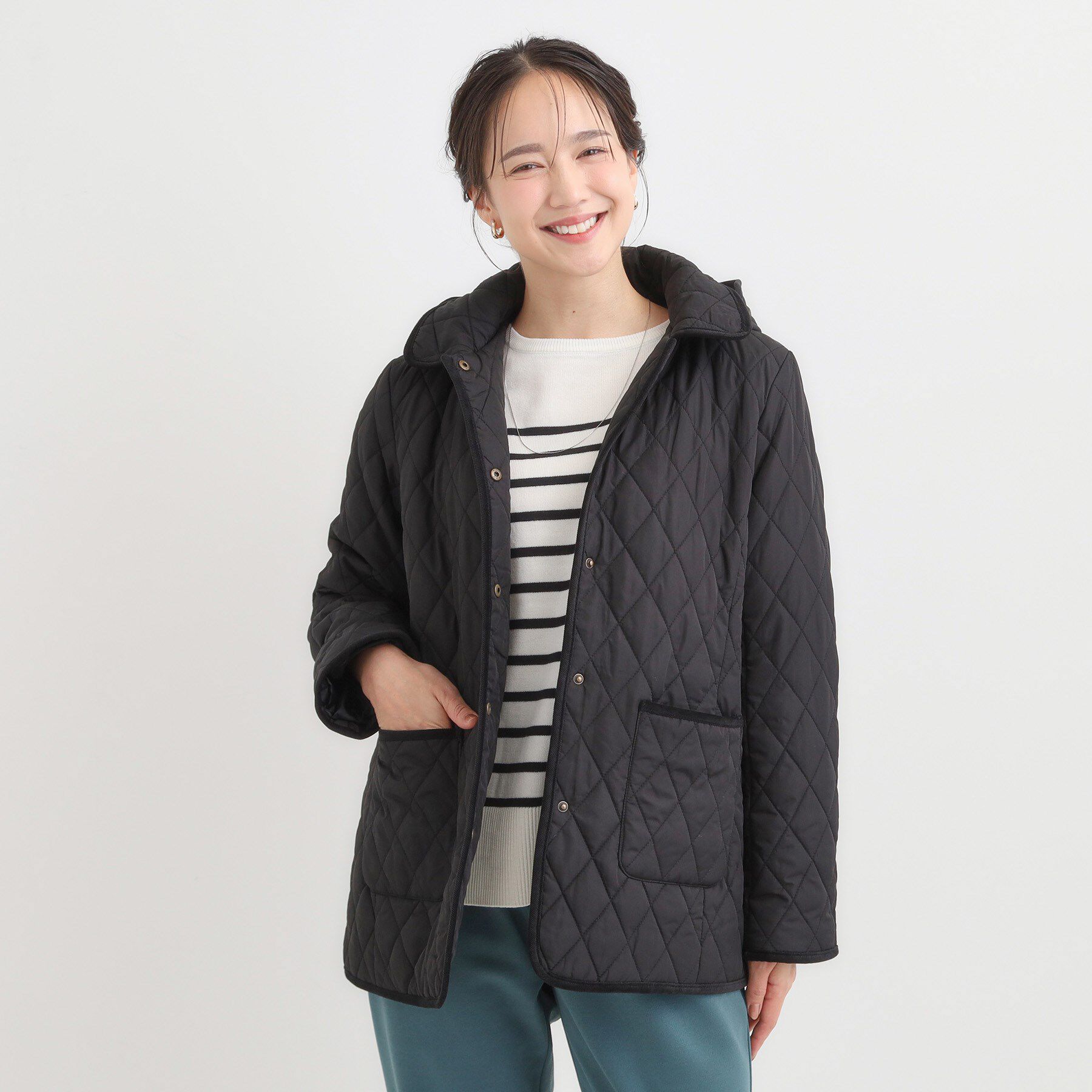 SHOO･LA･RUE「【撥水/フード取り外し可】サッと羽織れる ダイヤ柄キルトジャケット」|その他|