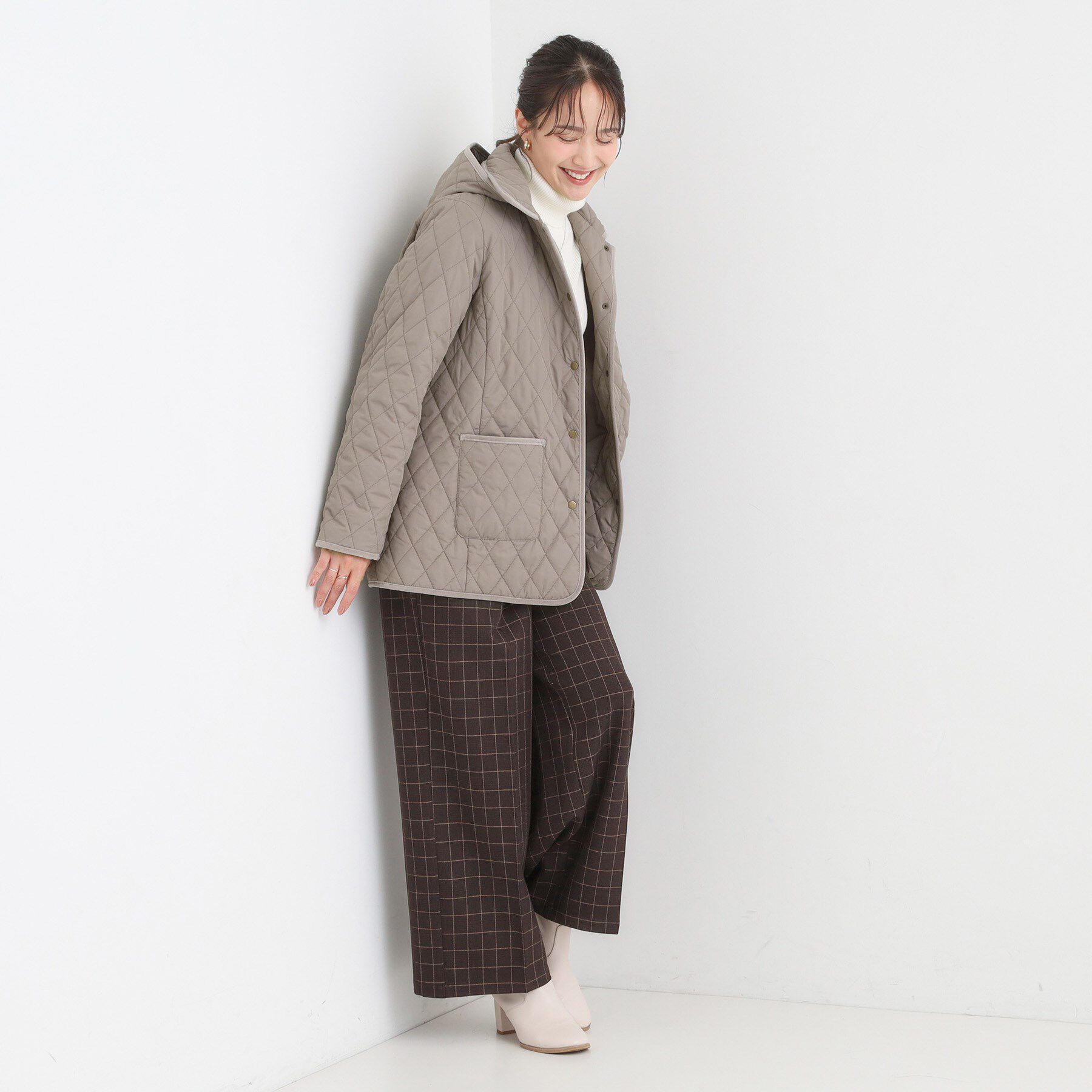 SHOO･LA･RUE「【撥水/フード取り外し可】サッと羽織れる ダイヤ柄キルトジャケット」|その他|