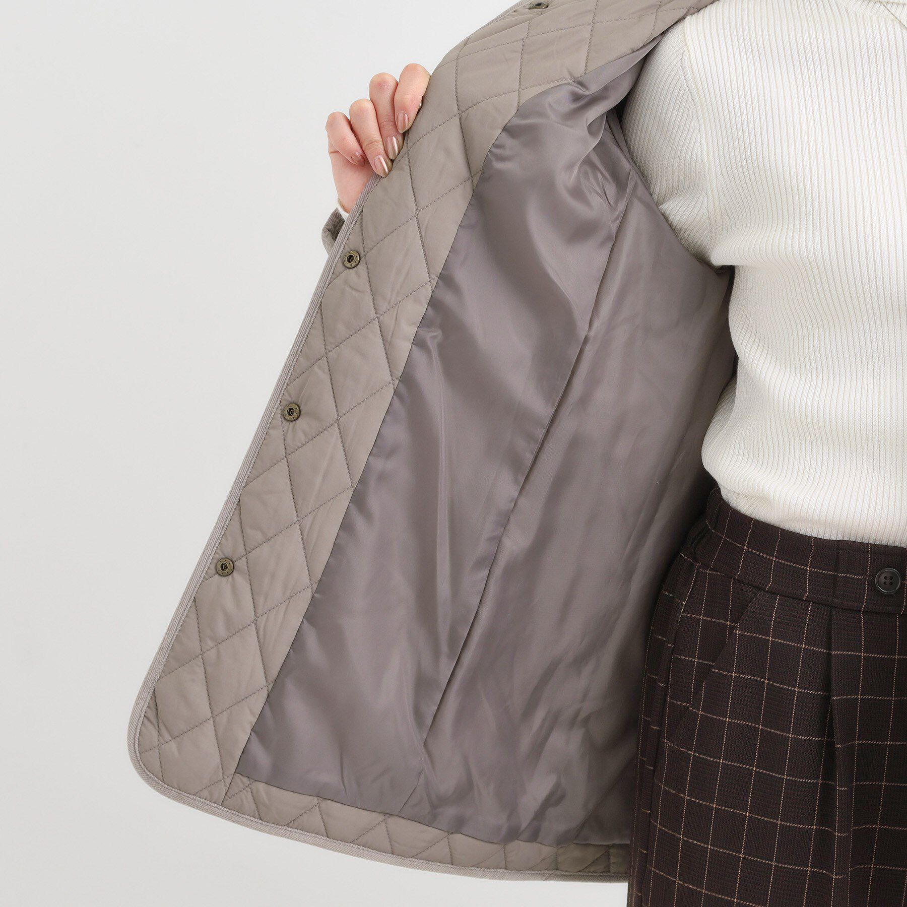 SHOO･LA･RUE「【撥水/フード取り外し可】サッと羽織れる ダイヤ柄キルトジャケット」|その他|