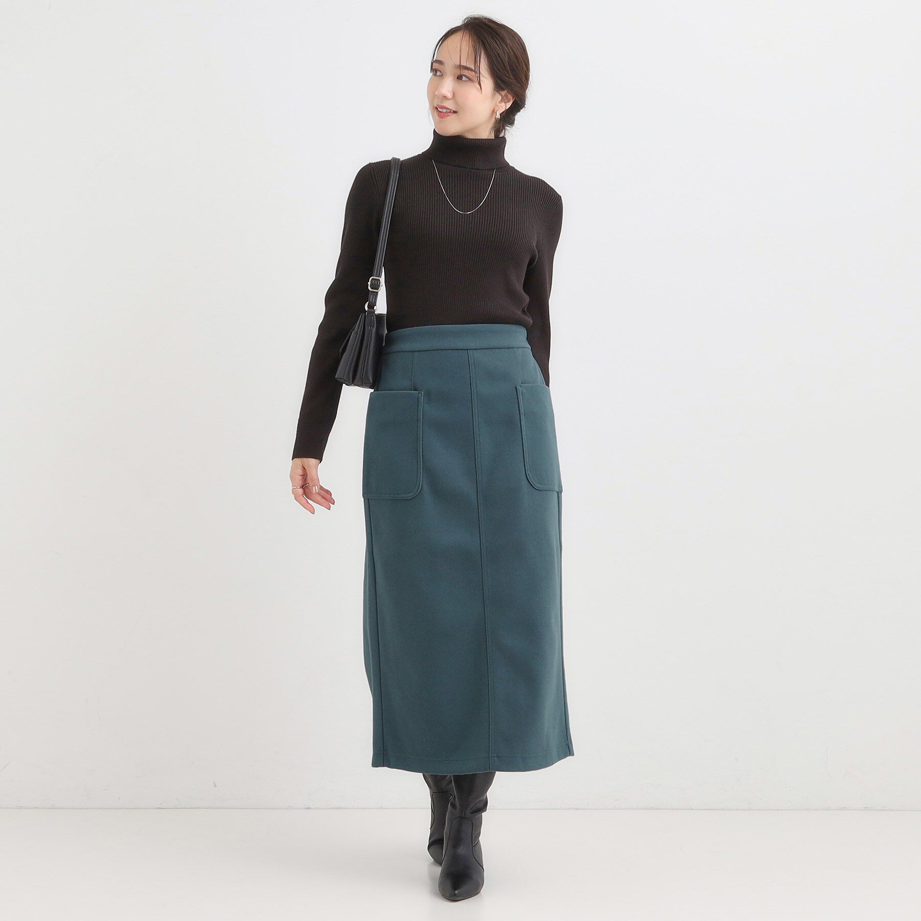 SHOO･LA･RUE「【S-LL】あったかすっきり 圧縮ニットナロースカート」|スカート|